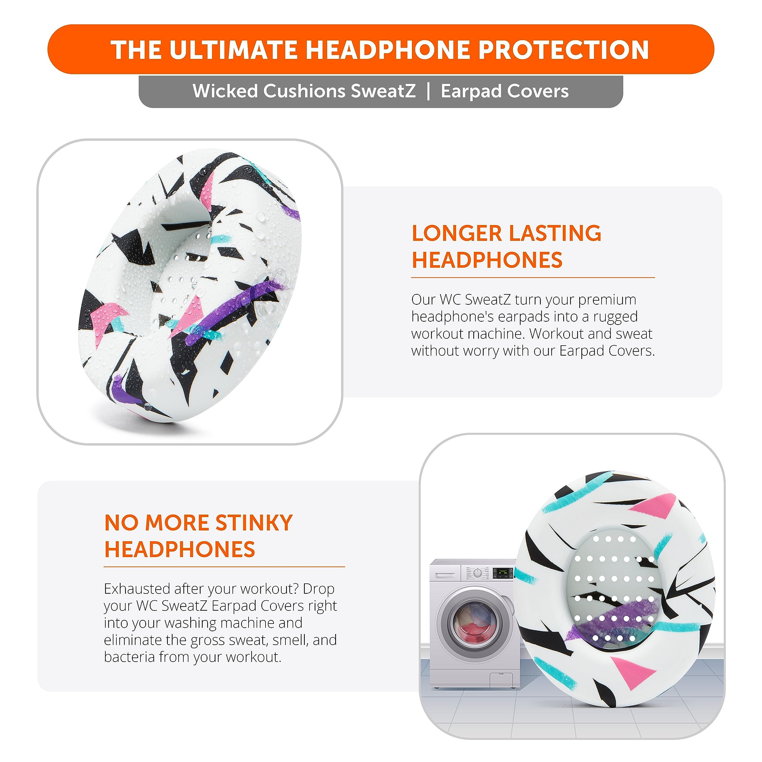 WC WC SweatZ Patented Protective Earpad Covers Made by WC | Fits Beats Studio 3 & 2 (Does Not Fit Beats Solo) / Bose 700 / Skull Candy Crusher/Hesh & More | Sweatproof & Easily Washable | 90's White