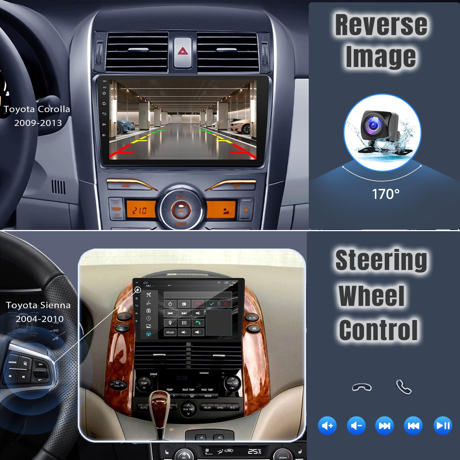 Leadfan 9 Inch Android Car Radio 2+32GB Double Din Stereo with Wireless CarPlay & Android Auto | GPS Navigation FM WiFi BT Dual USB AHD Camera,Universal Touch Screen for Car Upgraded