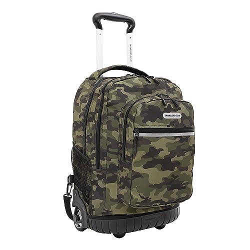 Travelers Club Travelers Club Rolling Backpack, Camo, 20 Inch with Laptop Compartment