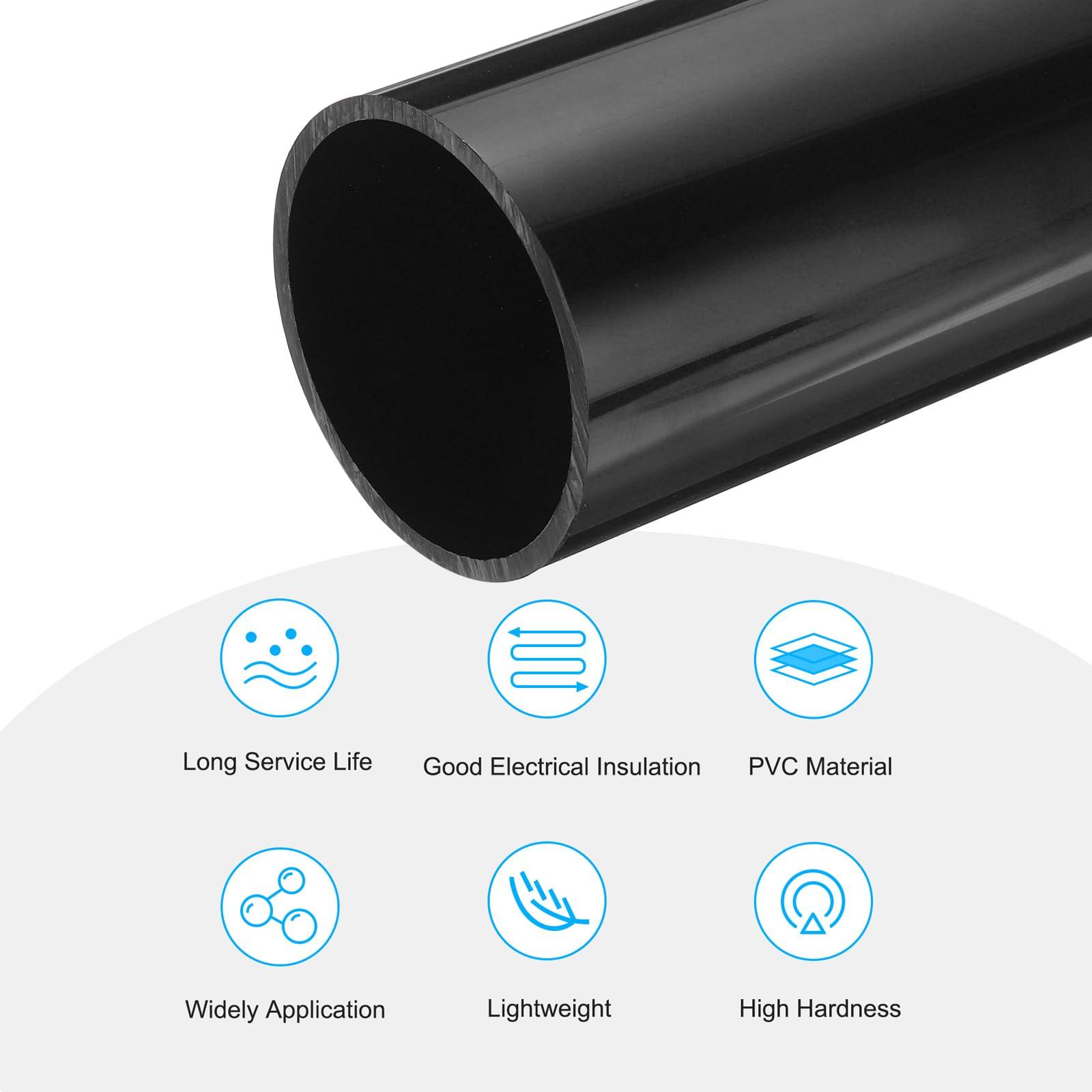 MECCANIXITY MECCANIXITY 3 Inch PVC Rigid Tube Round Pipe Tubing Hardware Tubing 67.8mm ID 75mm OD 330mm/13" Black High Impact for Water Pipe Crafts