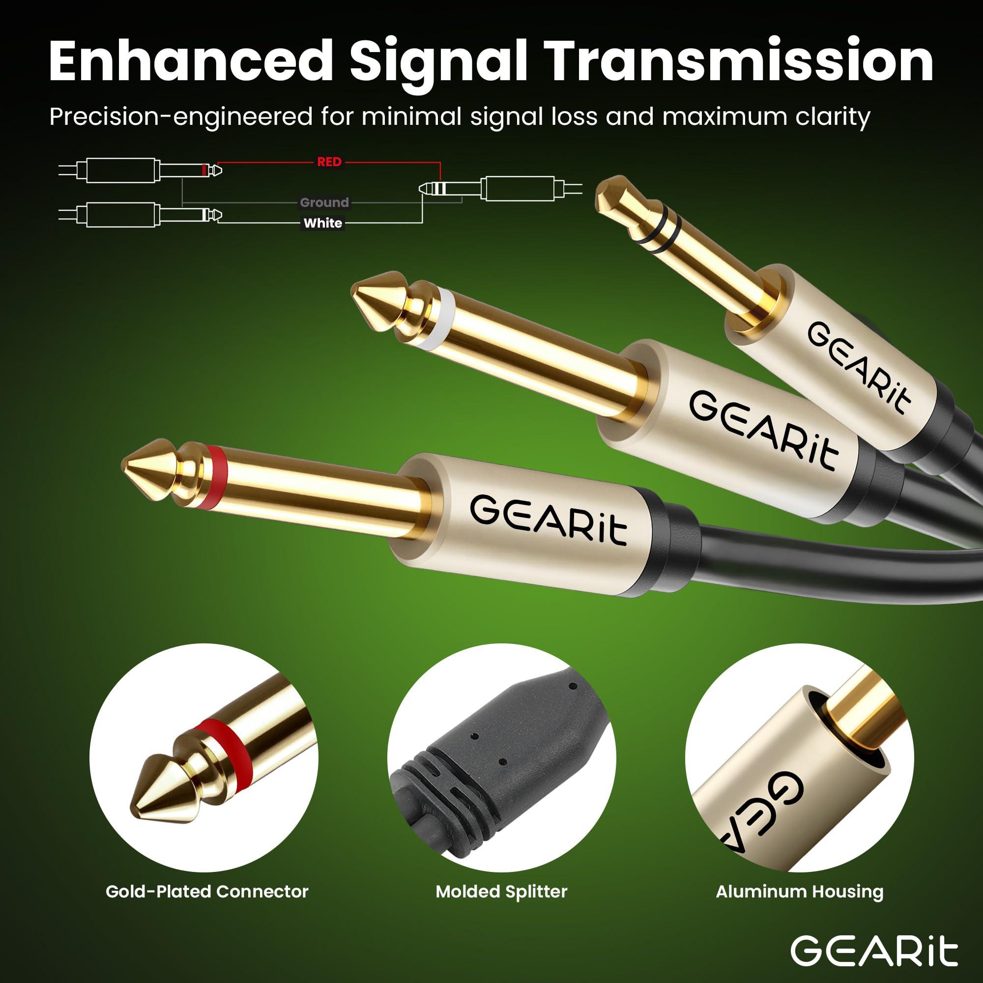 GEARit GEARit (2-Pack Dual 1/4 to 1/8 inch (3.5mm Male to 6.35mm TS Mono Stereo Y-Cable Splitter) 10 Feet