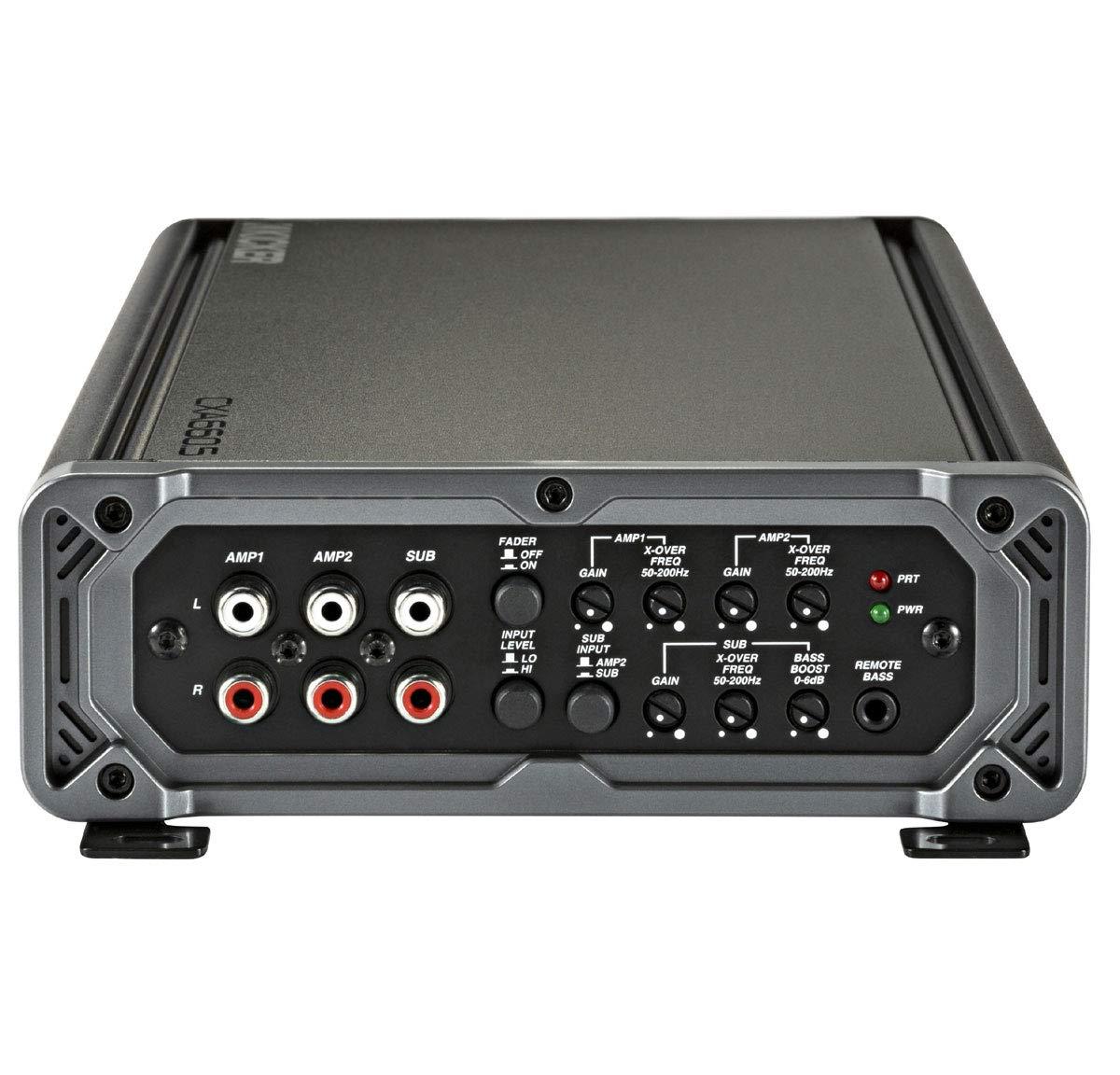 KICKER KICKER 46CXA6605 Car Audio 5 Channel Speaker and Sub 1200W Amp, 46CXARC Car CXA CX PXA Amp Bass Remote Control Knob and 46PKD1 Car Audio 1/0 Gauge OFC Dual Amp Install Kit