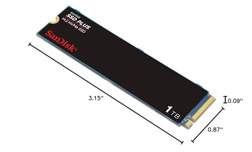 SanDisk SanDisk 1TB SSD Plus M.2 NVMe SSD - PCIE Gen 3.0, Up to 3,200 MB/s - Internal Solid State Drive - SDSSDA3N-1T00-G26