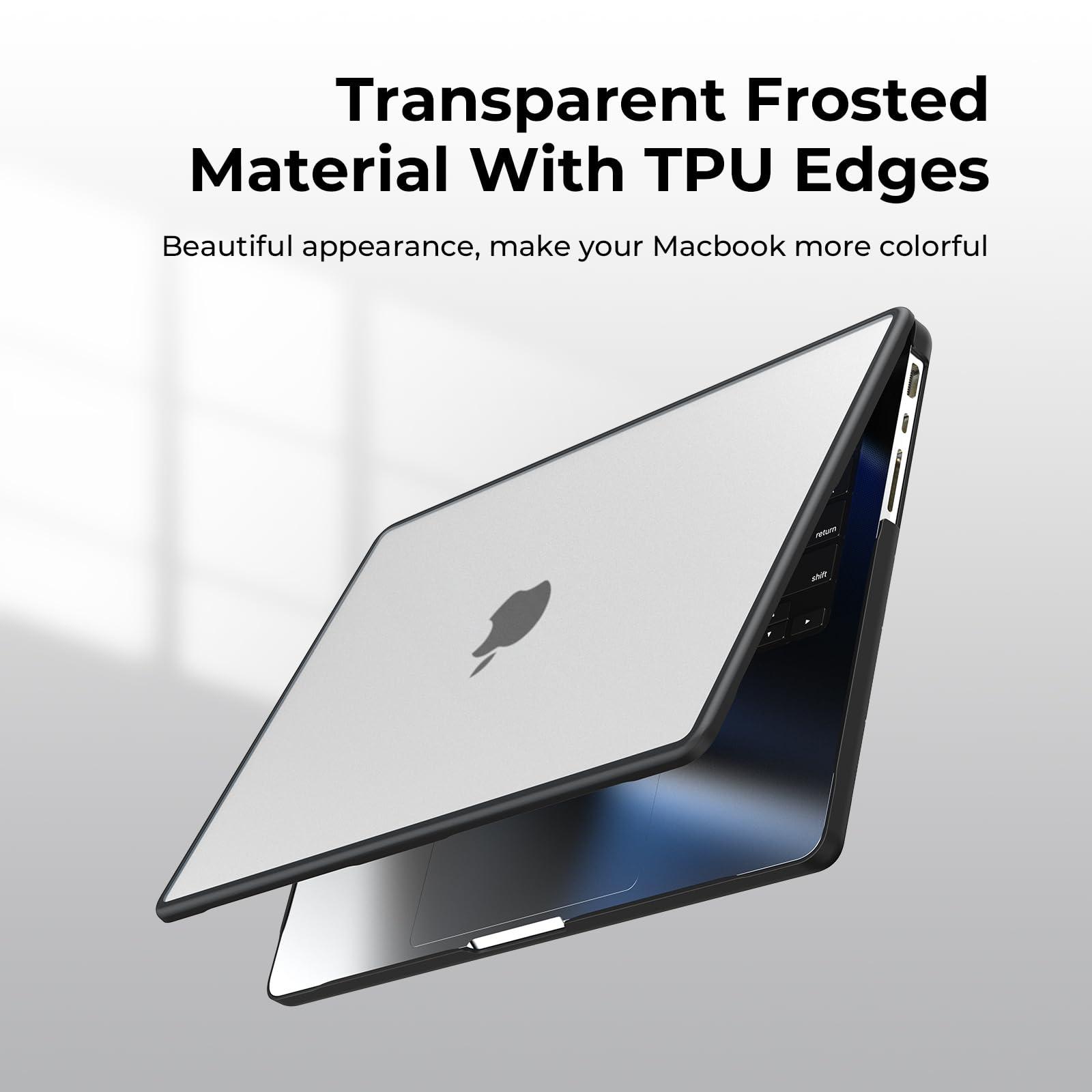 BlueSwan BlueSwan Anti-Cracking Hard Shell Case Compatible with MacBook Pro 14-inch 2024-2021 Release M4 M3 M2 M1, Anti-Fingerprint Soft TPU Bumper, Frosted Clear