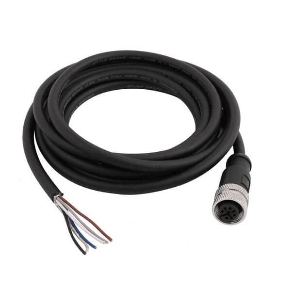 keisnoaja 10pcs M12 5 Pin A-Coding Female Straight Connector PVC Black Cable 1.5M AWG22 M12 Connector