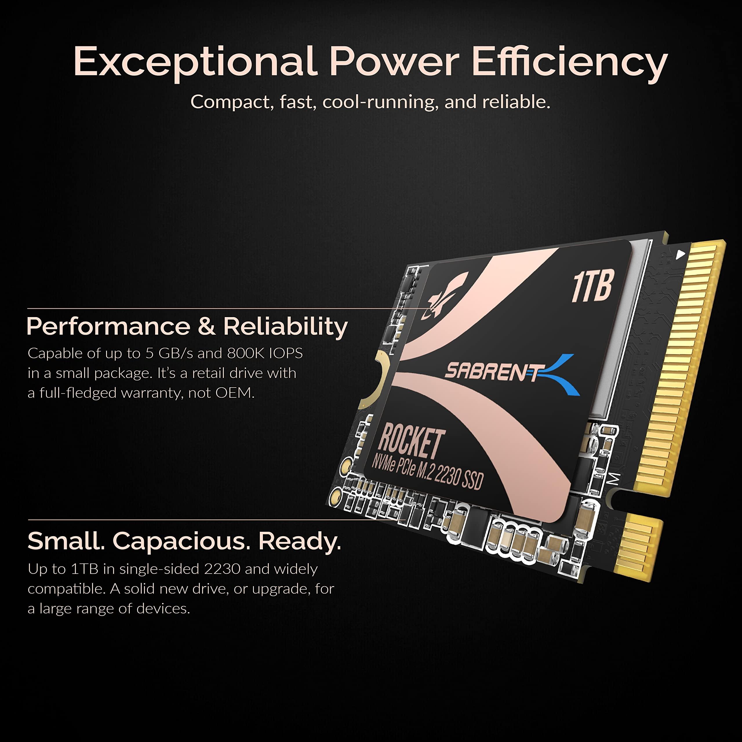 SABRENT SABRENT Rocket 2230 NVMe 4.0 1TB High Performance PCIe 4.0 M.2 2230 SSD [SB-2130-1TB]