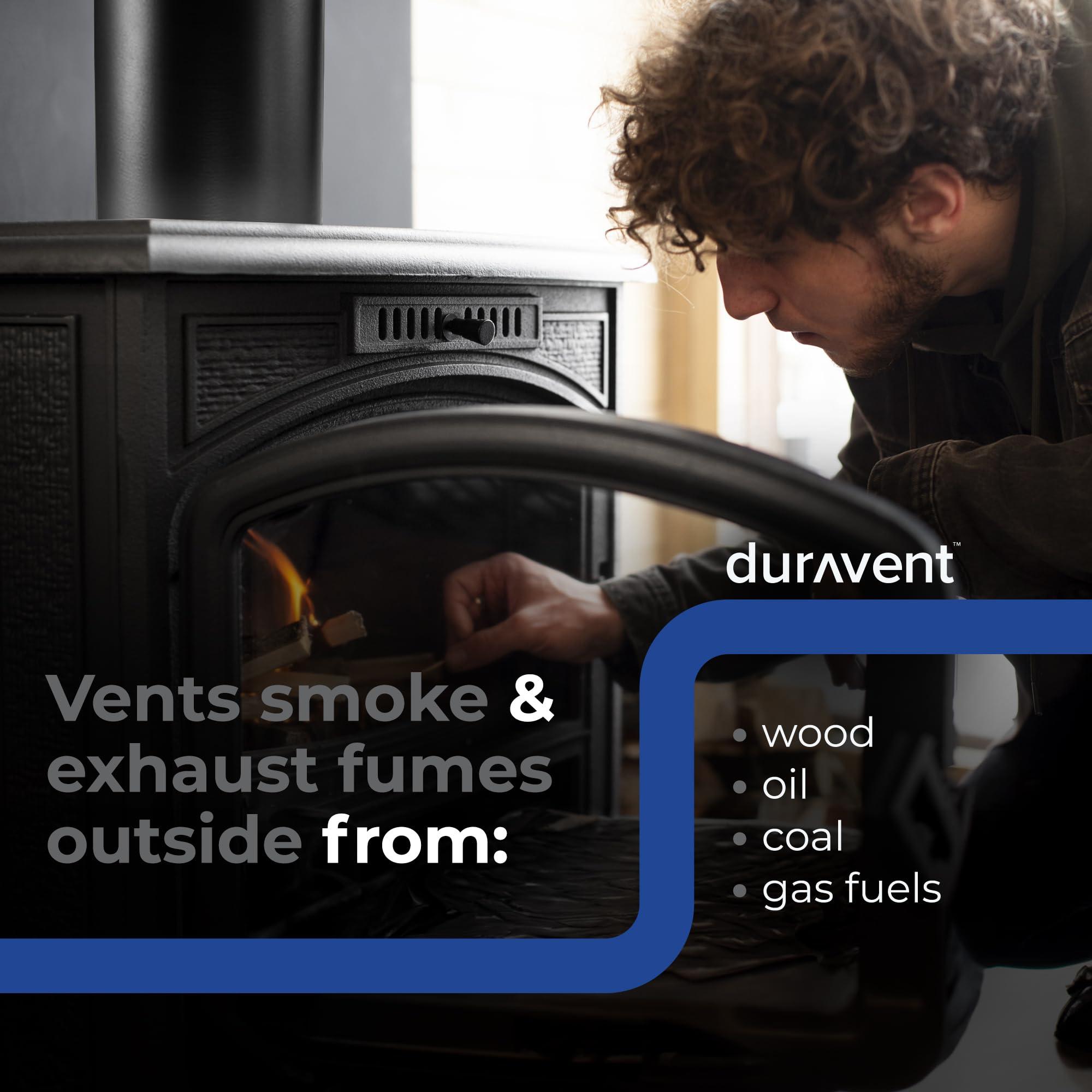 M & G Duravent, Inc. DuraVent 6 Inches 24 Gauge Steel Single Wall Air Insulated Damper Section As Wood Burning Stove Top Connecting Adapter, Black