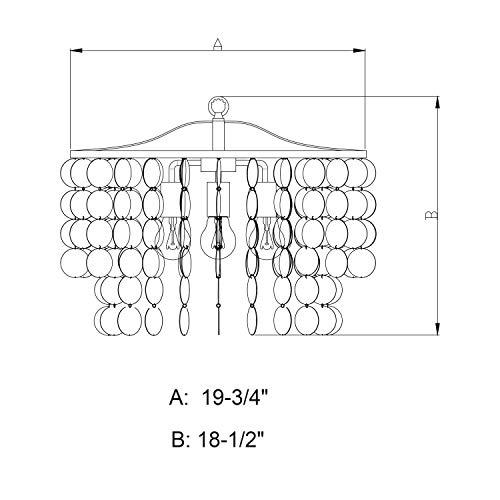 VAXCEL Elsa 3 Light Satin Nickel Coastal Capiz Shell Waterfall Pendant