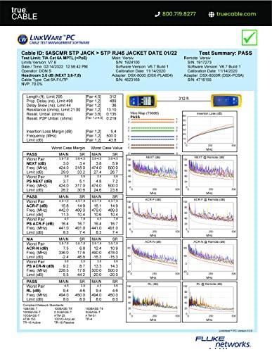 TRUE CABLE trueCABLE Cat6A Shielded Riser (CMR), 1000ft, Orange, 23AWG Solid Bare Copper, 750MHz, PoE++ (4PPoE), ETL Listed, Overall Aluminum Foil Shield (F/UTP), Bulk Ethernet Cable