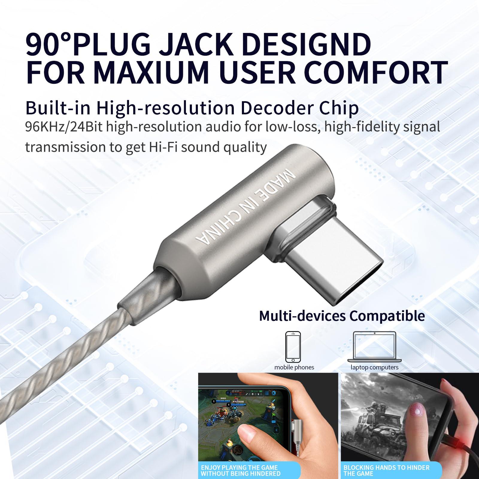 SoundMAGIC SoundMAGIC E11D Digital USB C Headphones Type C Earbuds with Microphone HiFi Stereo Earphones Powerful Bass Noise Isolating Compatible with Android Device Gunmetal