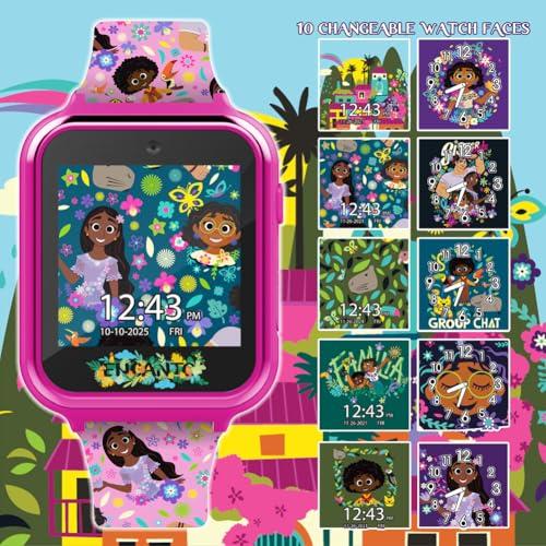 Accutime Disney Encanto Kids Smartwatch with Camera, Games, and Fitness Tracker Interactive Touchscreen Watch with Changeable Faces, Alarm, Voice Recorder, and Step Counter Fits Wrists 5.5" to 8"