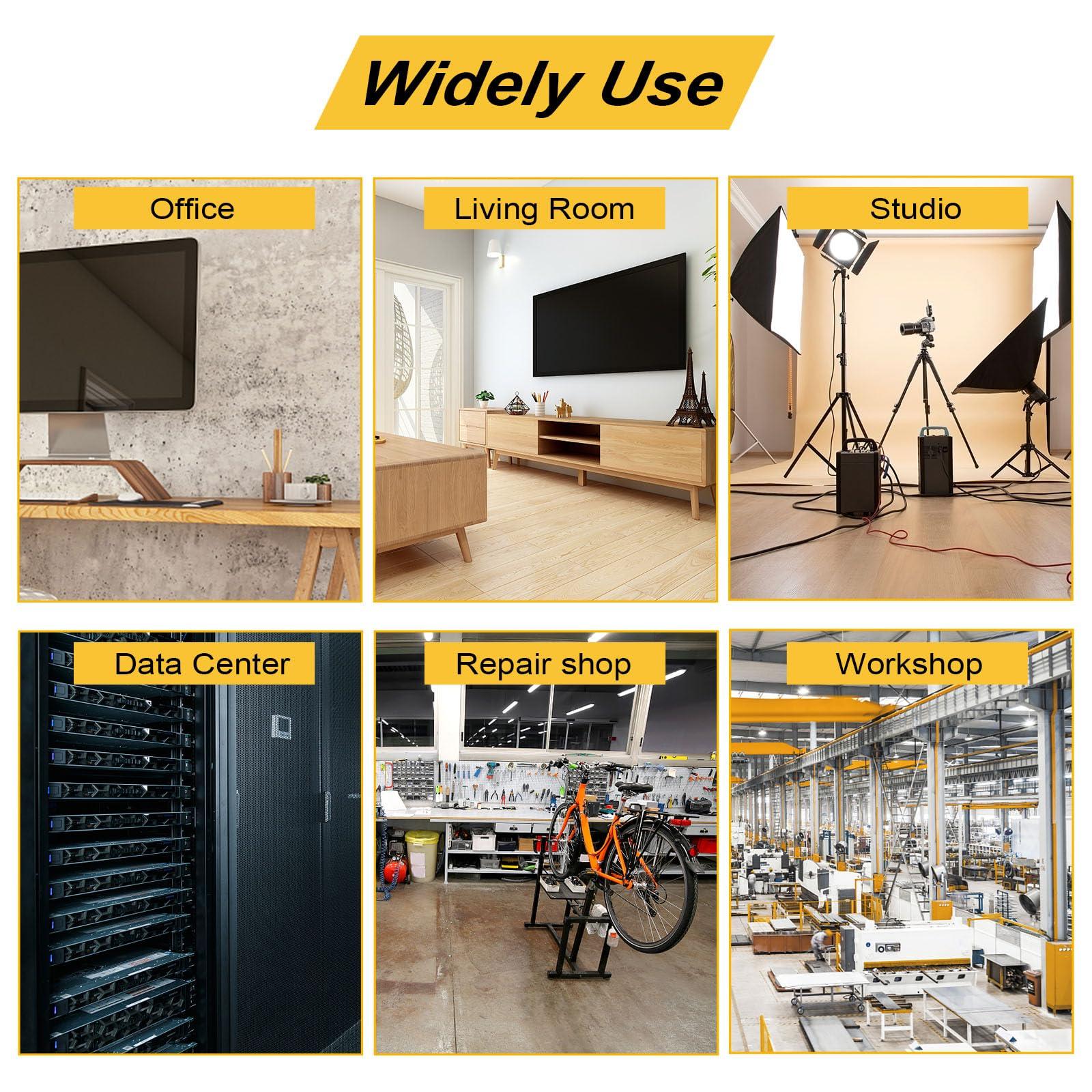 Kungfuking Long Power Strip 24-Outlet ETL Certified Heavy Duty Metal Power Strip 10 ft Extension Cord with Multiple Outlets Garage Workshop Commercial Industrial Power Strip