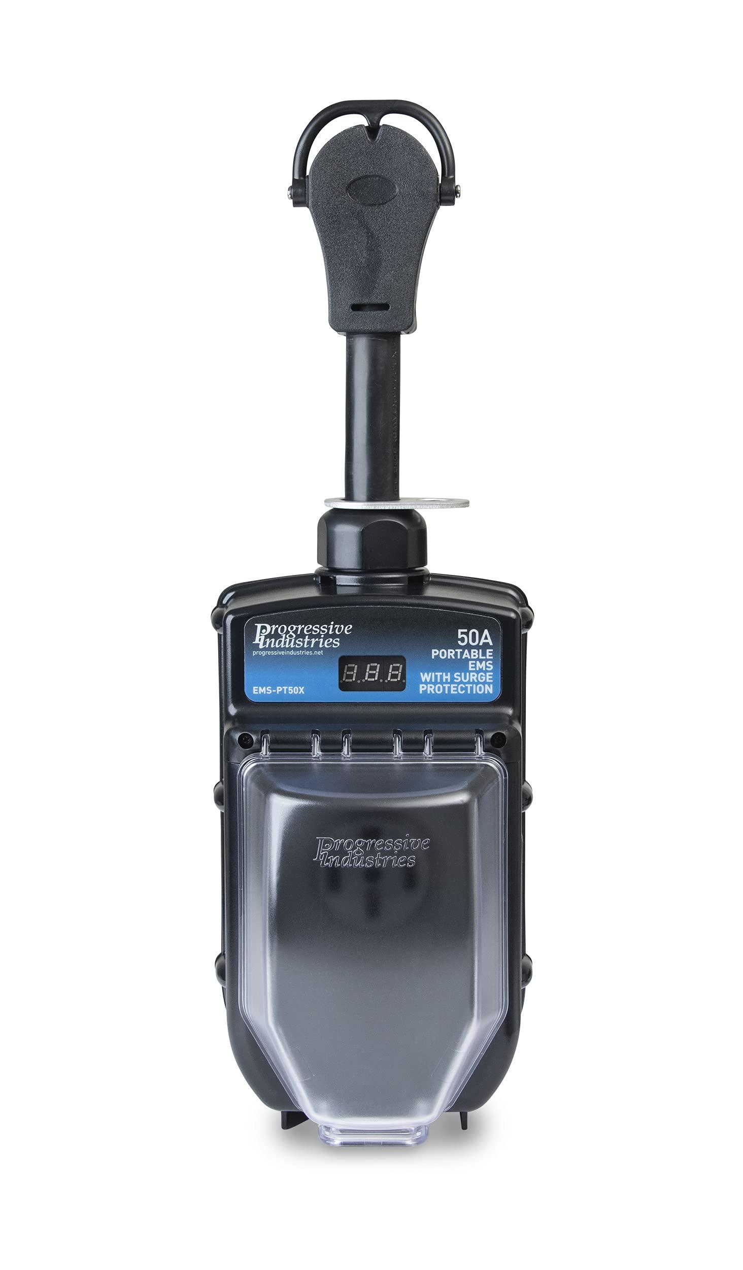 Progressive Industries PROGRESSIVE INDUSTRIES RV Surge Protector 50 Amp with Electrical Management System, Portable, EMS-PT50X & Tri-Lynx 00015 Lynx Levelers - 10 Pack, Orange