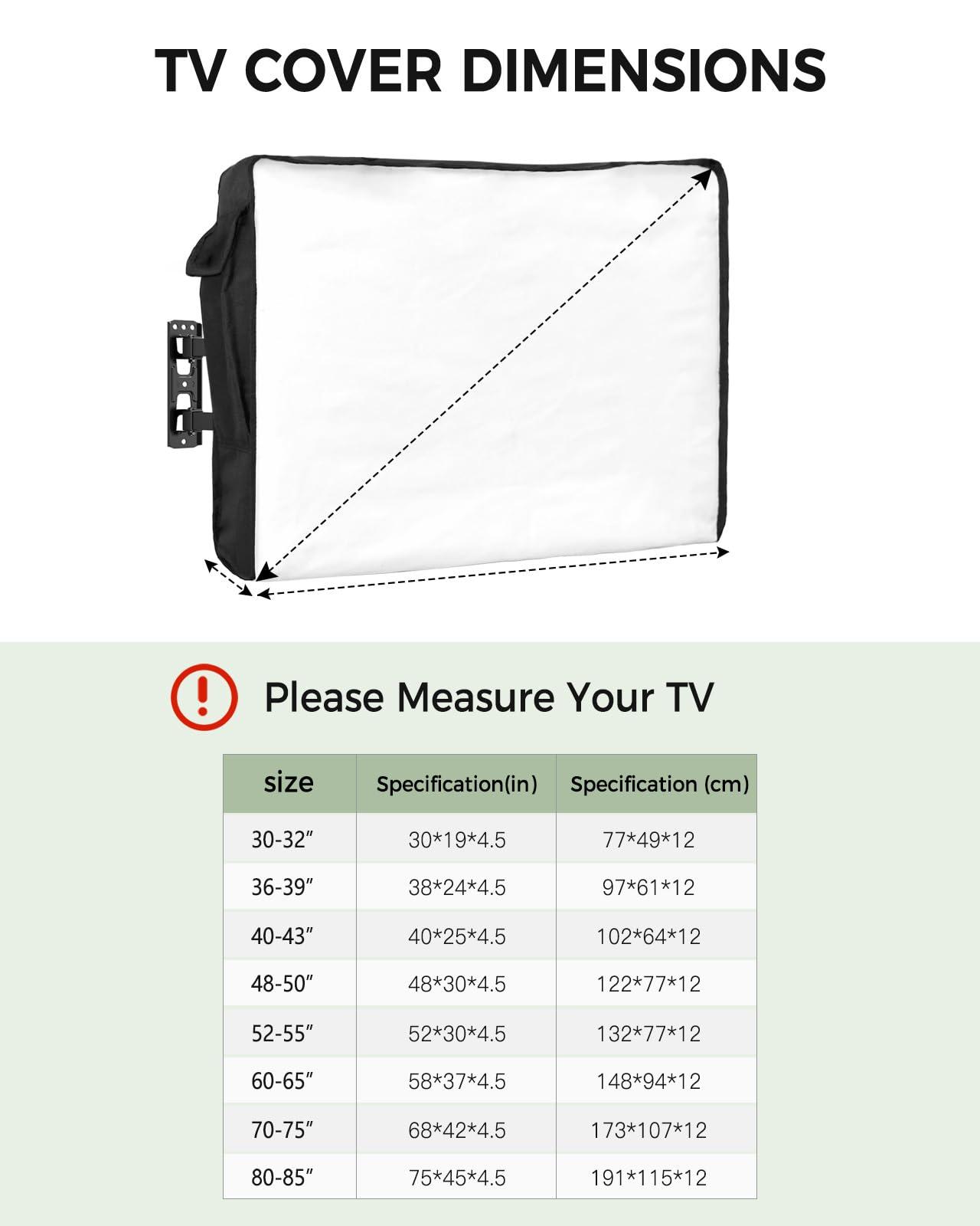 Prime Leader Outdoor TV Cover Waterproof and Weatherproof, Solid White Outside TV Cover for 80 to 85 inch LCD LED, Shield TV Display Screen Protector