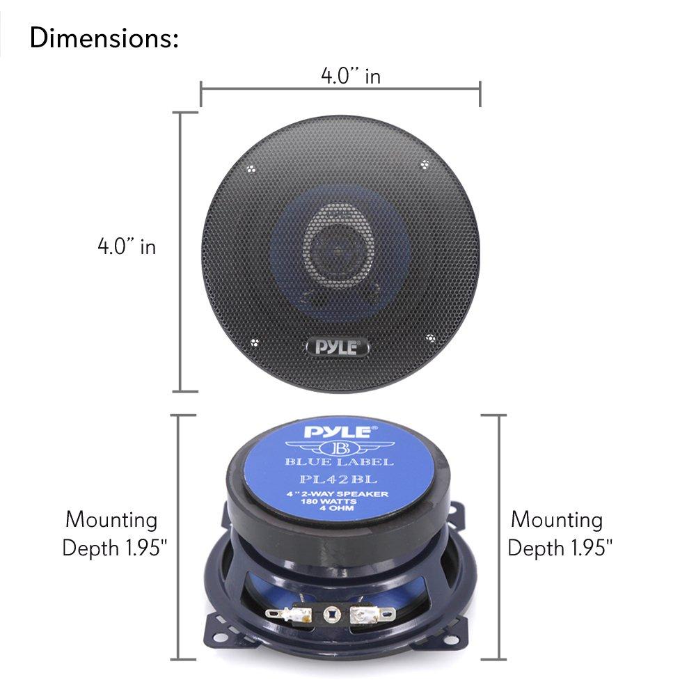 Pyle Pyle PL42BL & PL463BL Blue Label Car Speakers (Pair) - 4" 2-Way & 4" x 6" 3-Way, 240W Max, 4 Ohm, Blue Poly Cone, Butyl Rubber Surround, 110Hz - 20kHz Frequency Response