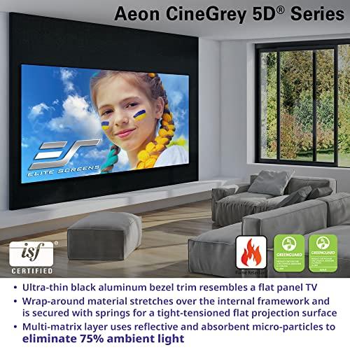 Elite Screens Elite Screens Aeon CineGrey 5D, 115 inch Diagonal 16:9, Edge Free Ceiling Light Rejecting and Ambient Light Rejecting Fixed Frame Projection Projector Screen for Movie Home Theater, AR115DHD5