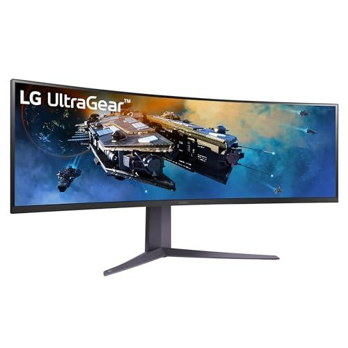 LG LG 45GR75DC-B Ultragear Curved Gaming Monitor 45-Inch 32:9 Dual QHD 1ms 200Hz VESA DisplayHDR 600 with DCI-P3 95% AMD FreeSync Premium Pro Enhanced Gaming GUI DTS HP:X 3-Way Adjustable Stand - Black