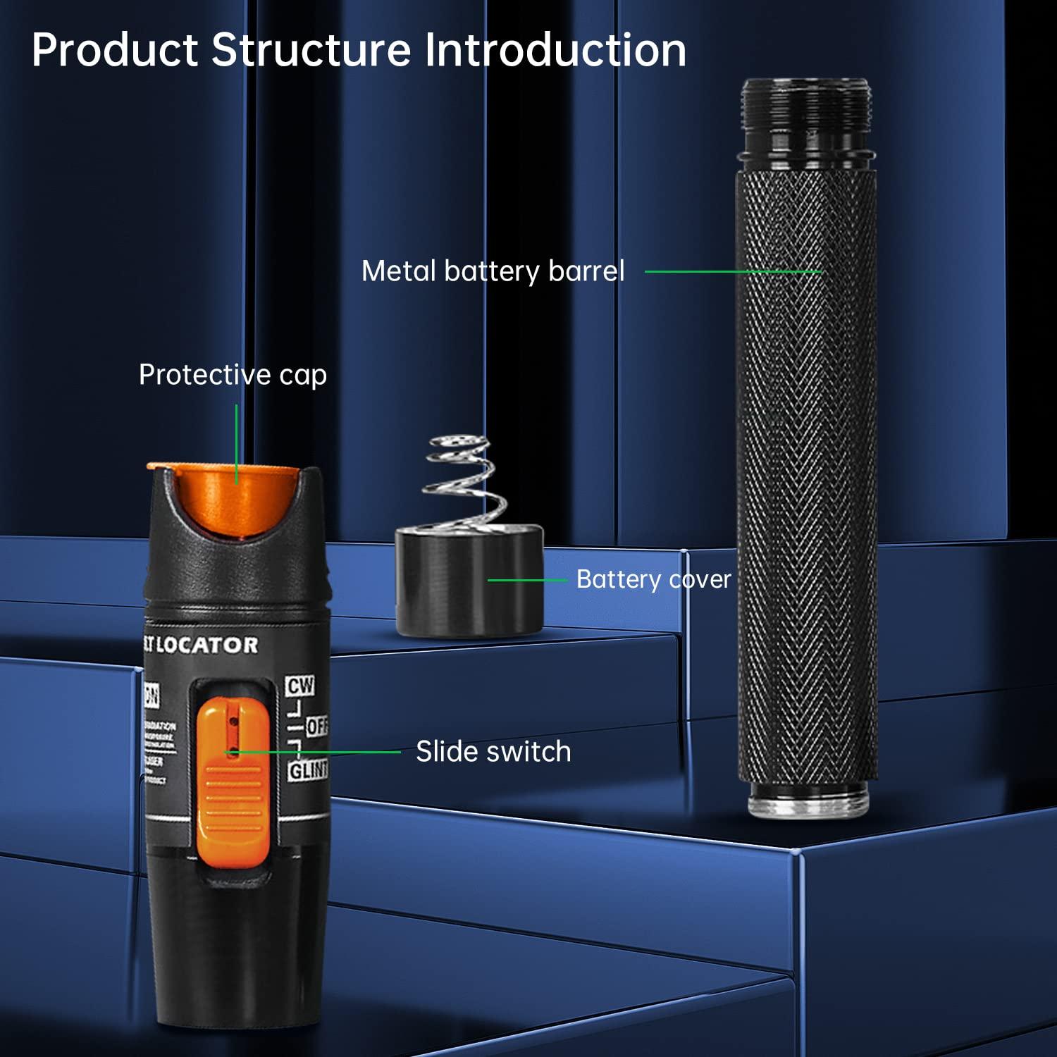 Duogalia Duogalia Visual Fault Locator, 10KM VFL Fiber Optic Tester for Fiber Network Cable Test, Suitable for FC SC ST 2.5mm Universal Optical Fiber Connector