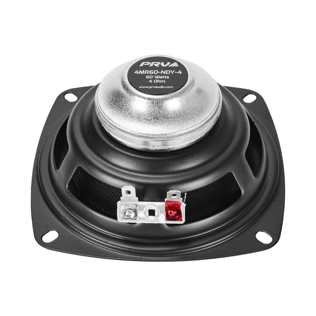 PRV AUDIO PRV AUDIO 4" Full-Range Neodymium Speaker 4MR60-NDY-4 PRO Audio Midrange - 60 Watts, 4 Ohm - Compact and Powerful Driver for Car Audio - Low Profile, High Fidelity Sound (Single)