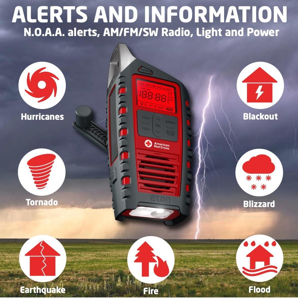 Eton Eton Odyssey Hand Crank Emergency Radio, NOAA Weather Radio, AM/FM Shortwave Radio, Flashlight, Phone Charger, Solar Charger, Bluetooth Speaker, Officially Licensed American Red Cross Radio