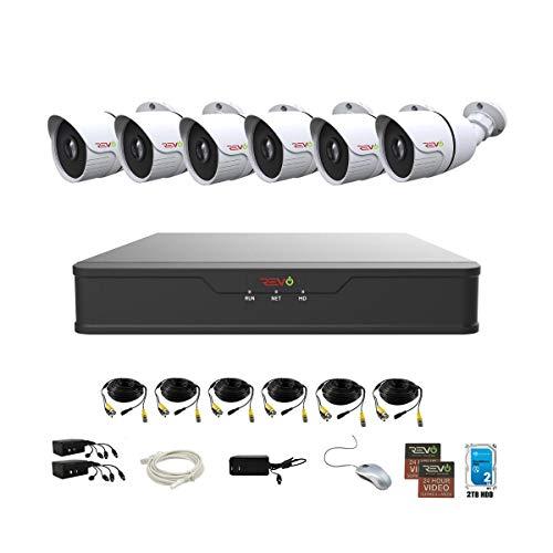 REVO America REVO America Hybrid 8Ch. 2TB HDD DVR Video Security System, 6 x 1080p Indoor/Outdoor IR Bullet Cameras - Remote Access via Smart Phone, Tablet, PC & MAC (RUH81B6G-2T)
