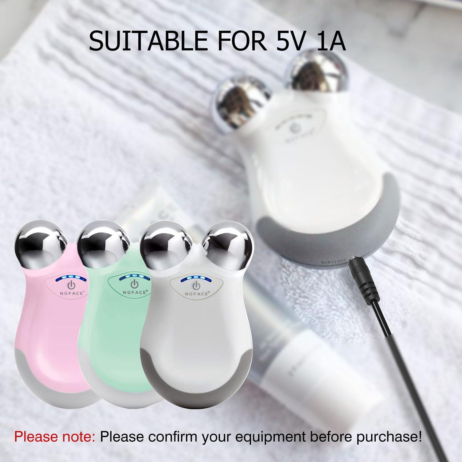 BOEEA 5V Charger Compatible with NuFACE Mini Facial Toning Device Pink/White/Green, Facial Toning Device Battery Power Adapter Charging Cord