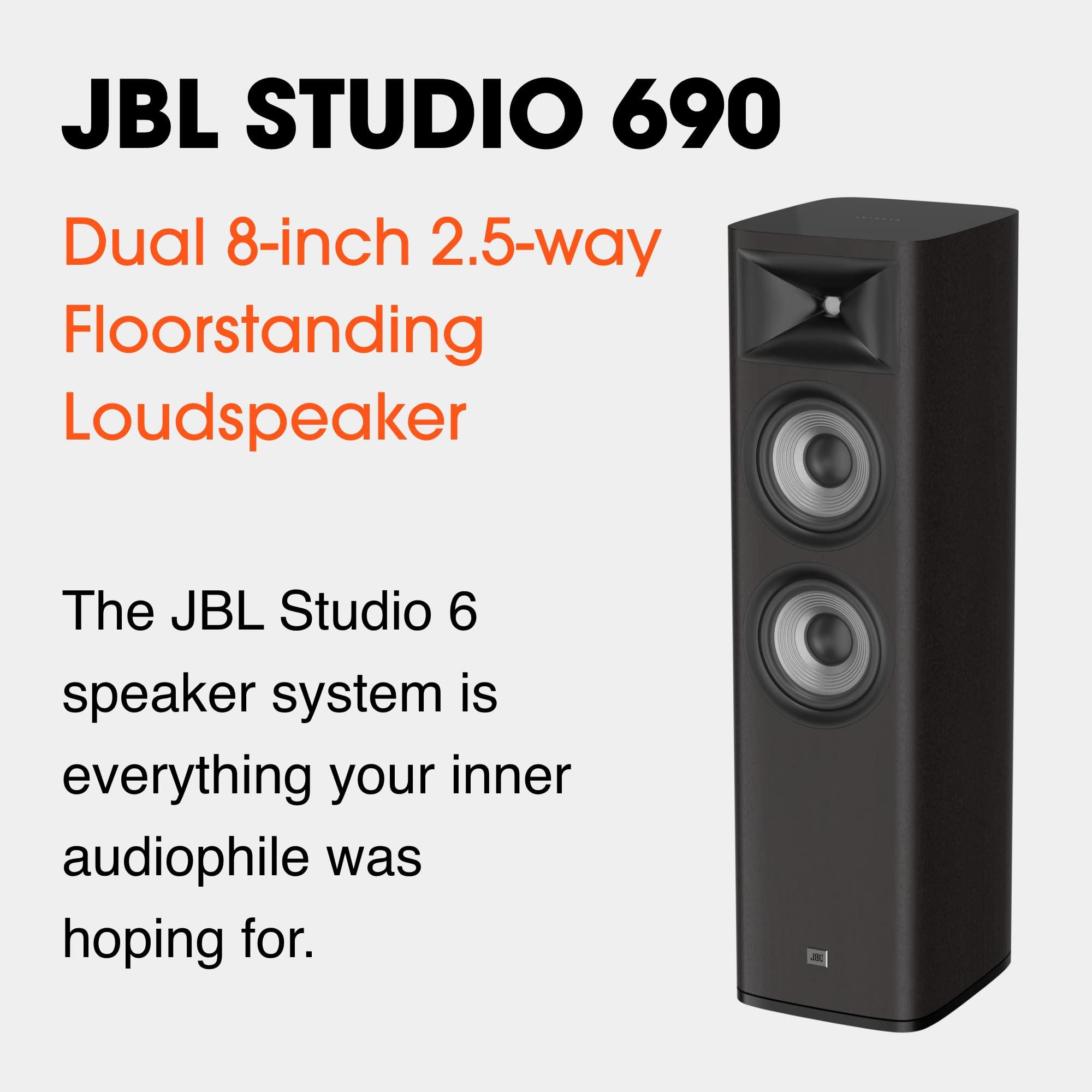 JBL JBL Studio 690, Dark Wood - High-Performance Floorstanding Loudspeaker - with 2414H-1 Compression Driver, High-Definition Imaging Horn & Dual 8 PolyPlas Cone Woofers