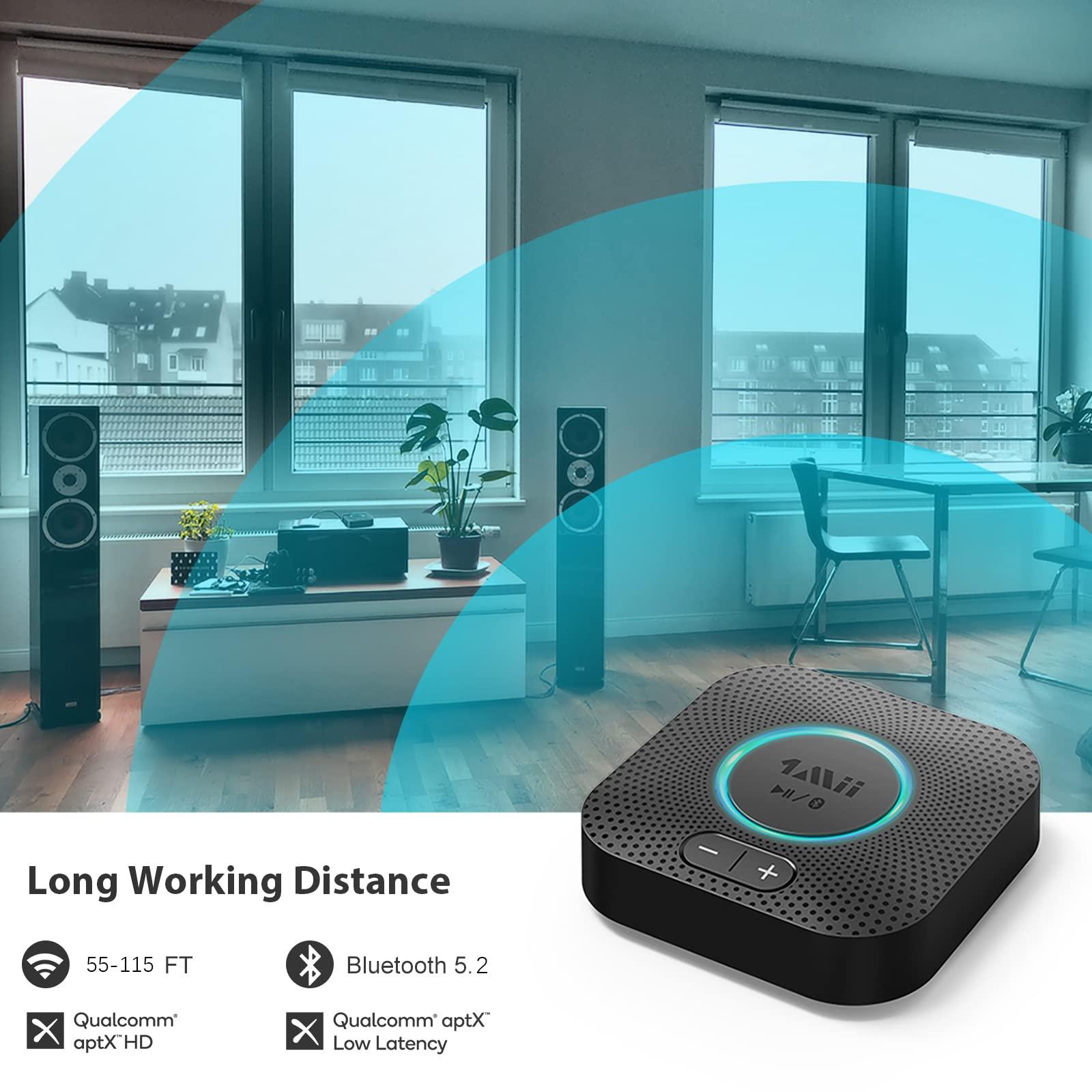 1Mii 1Mii B06S Bluetooth 5.2 Receiver, HiFi Wireless Audio Adapter for Home Stereo System w/aptX HD& Low Latency, Volume Control for Car Speaker, Amplifier, with 3.5 mm/RCA Outputs, Long Range