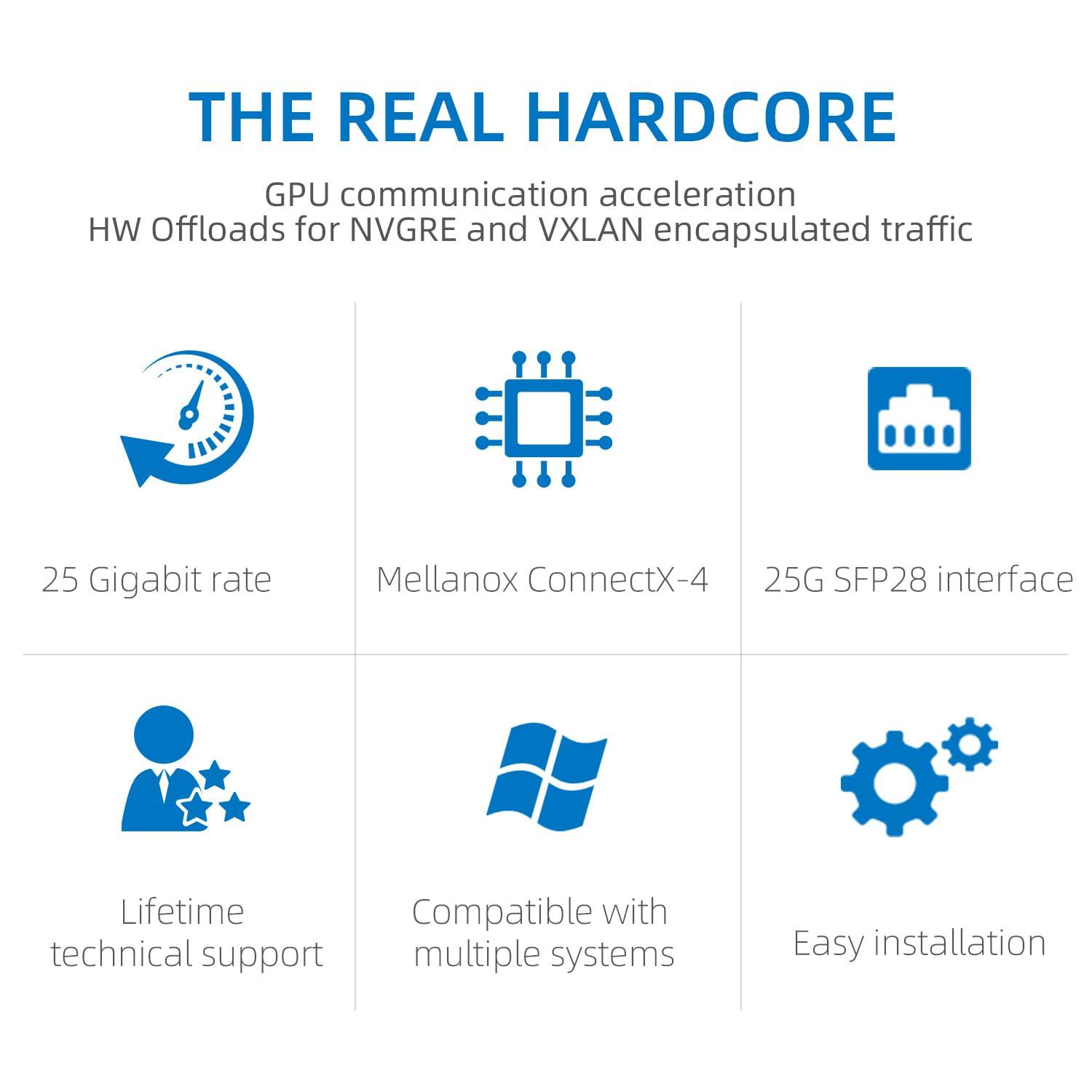 LR-LINK 25GbE NIC Network Card with Mellanox ConnectX-4 Chipset,Dual-SFP28 Ports PCI Express 3.0 X8 Ethernet Adapter Support Windows Server/Windows/Ubuntu