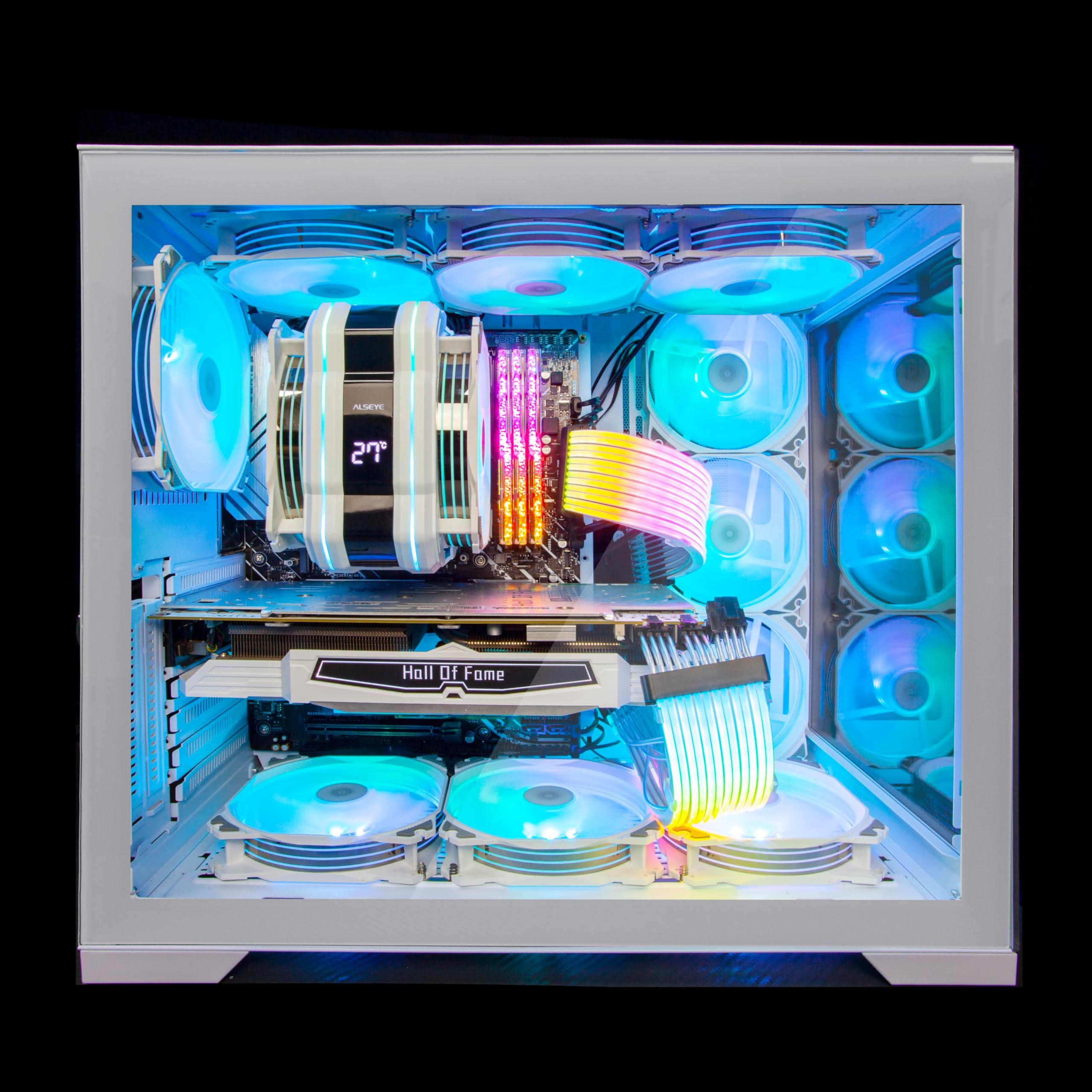 ALSEYE ALSEYE M120D Plus CPU Cooler with Temperature Display, Dual ARGB & PWM Fans, 6 Copper Heat Pipes - Compatible with Intel LGA1700/1200/115X/2011/2066/1366 and AMD AM4/AM5 - Easy Installation - White