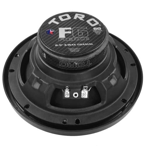 TORO TECH TORO TECH – F6, 6.5 Inch 3-Way Coaxial Car Speaker Set - 120 Watt MAX / 60 Watts RMS, Ferro Fluid Tweeters, 4 Ohm, 1” KSV Voice Coils. Two Speaker Set (Sold As Pair)