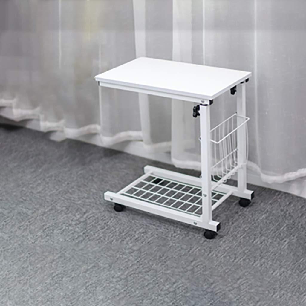 Swwin Bedside Laptop Table with Wheel Adjustable Notebook Stand Reading Holder Multi-Function Overbed Laptop Coffe Table Movable Laptop Desk (Hospital and Home Use) (Color : White)