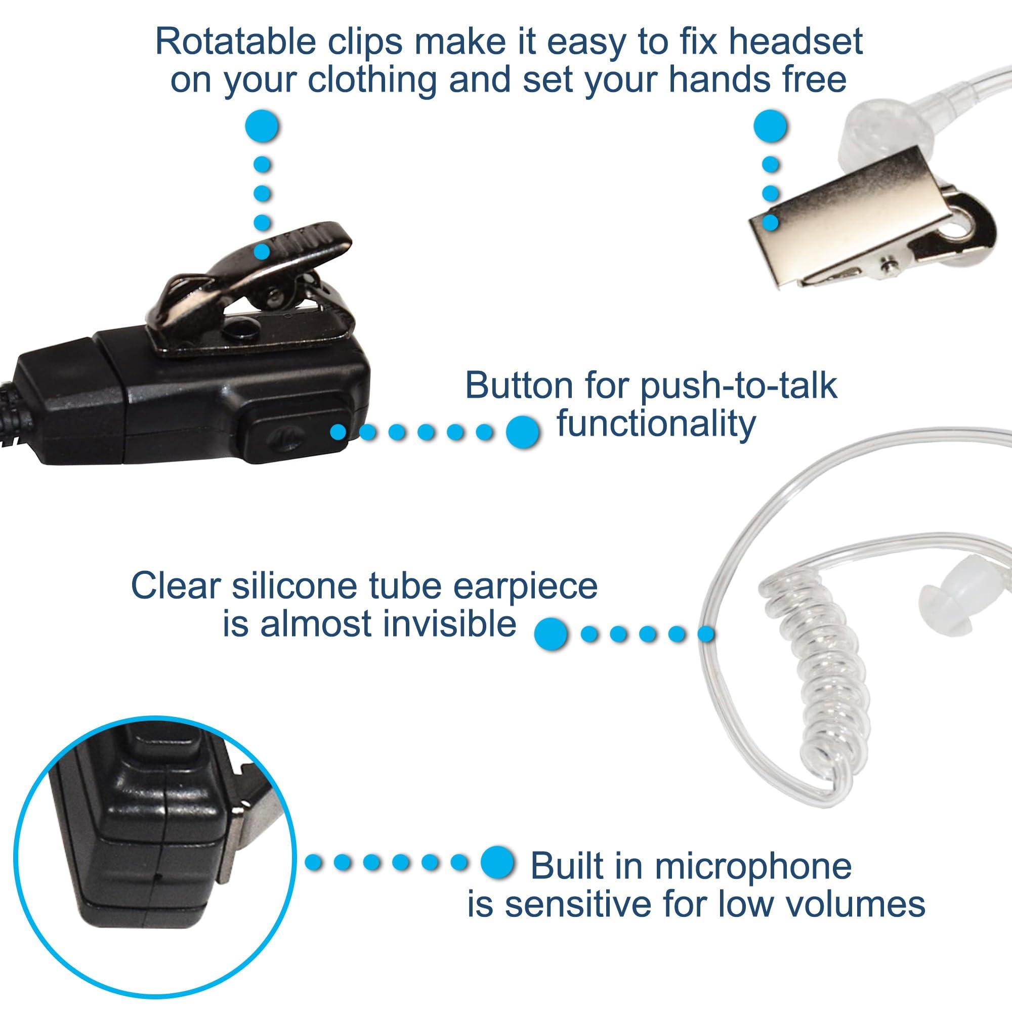 HQRP HQRP 2X 2 Pin Acoustic Tube Earpiece Headsets Mic Compatible with ICOM IC-S21E, IC-S41A, IC-S41E, IC-T2, IC-T21A Sun Meter