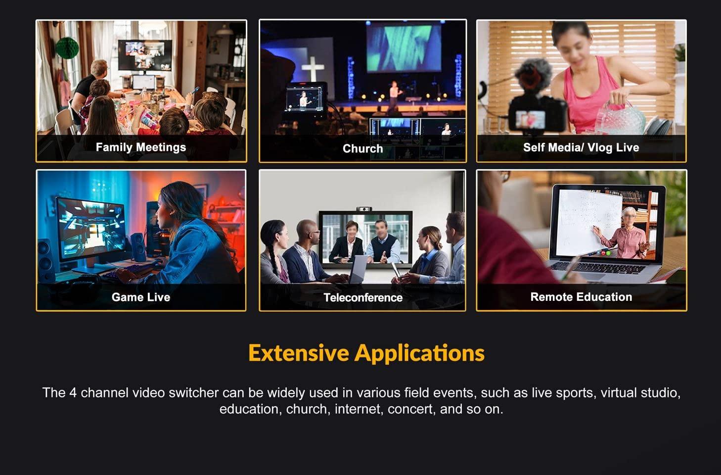 LILLIPUT AVMATRIX HVS0401E Video Switcher Mixer 4 Channel SDI HDMI Inputs 2 Channel PGM Output for Live Streaming Recording