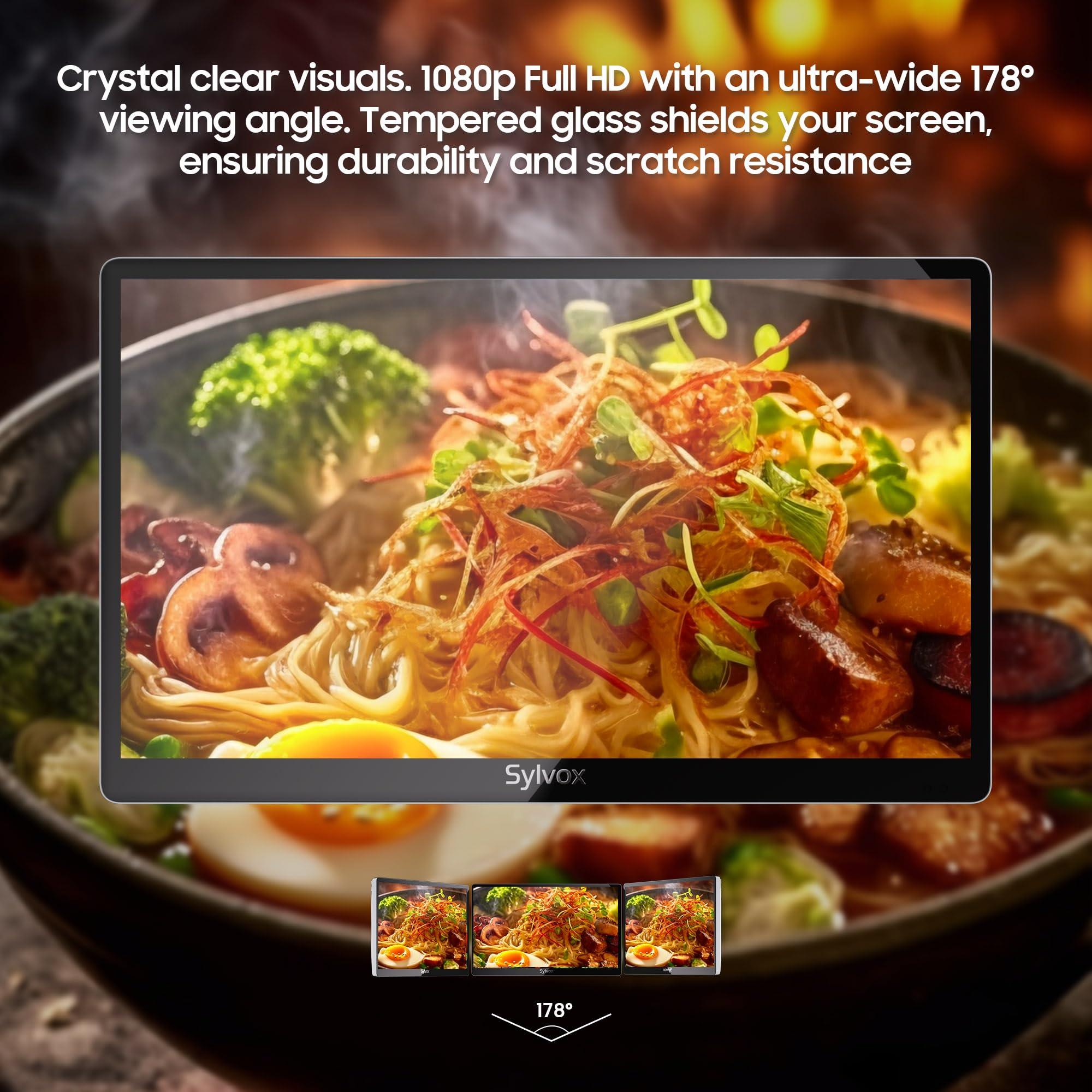 SYLVOX SYLVOX 15.6" Flip-Down TV for Under Cabinet, 12-Volt Small TV with 90-Degree Rotation, Digital Noise Reduction, and Storage Design for Kitchen, Bedroom, RV, and Yacht