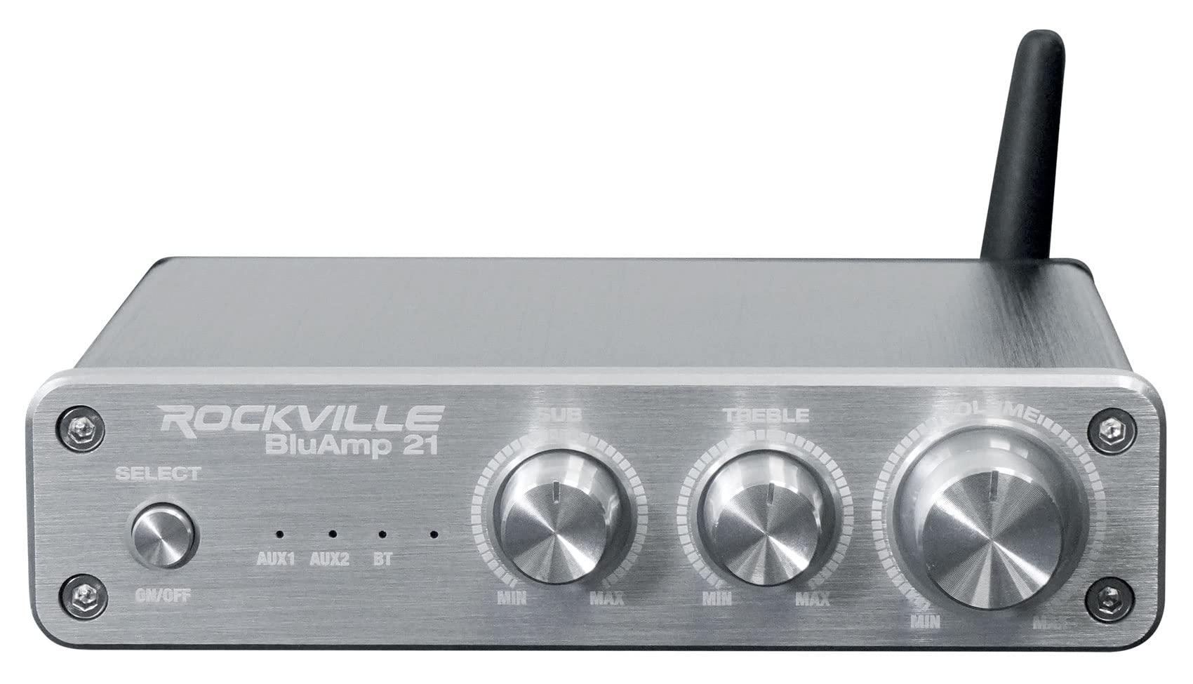 Rockville Rockville BLUAMP 21 Silver 2.1 Channel Bluetooth Home Audio Amplifier Receiver
