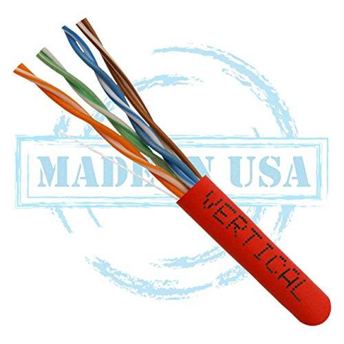 VC VERTICAL CABLE Vertical Cable CAT6, 550 MHz, UTP, 23AWG, 8C Solid Bare Copper, Plenum, 1000ft, Bulk Ethernet Cable - Made in USA, Red