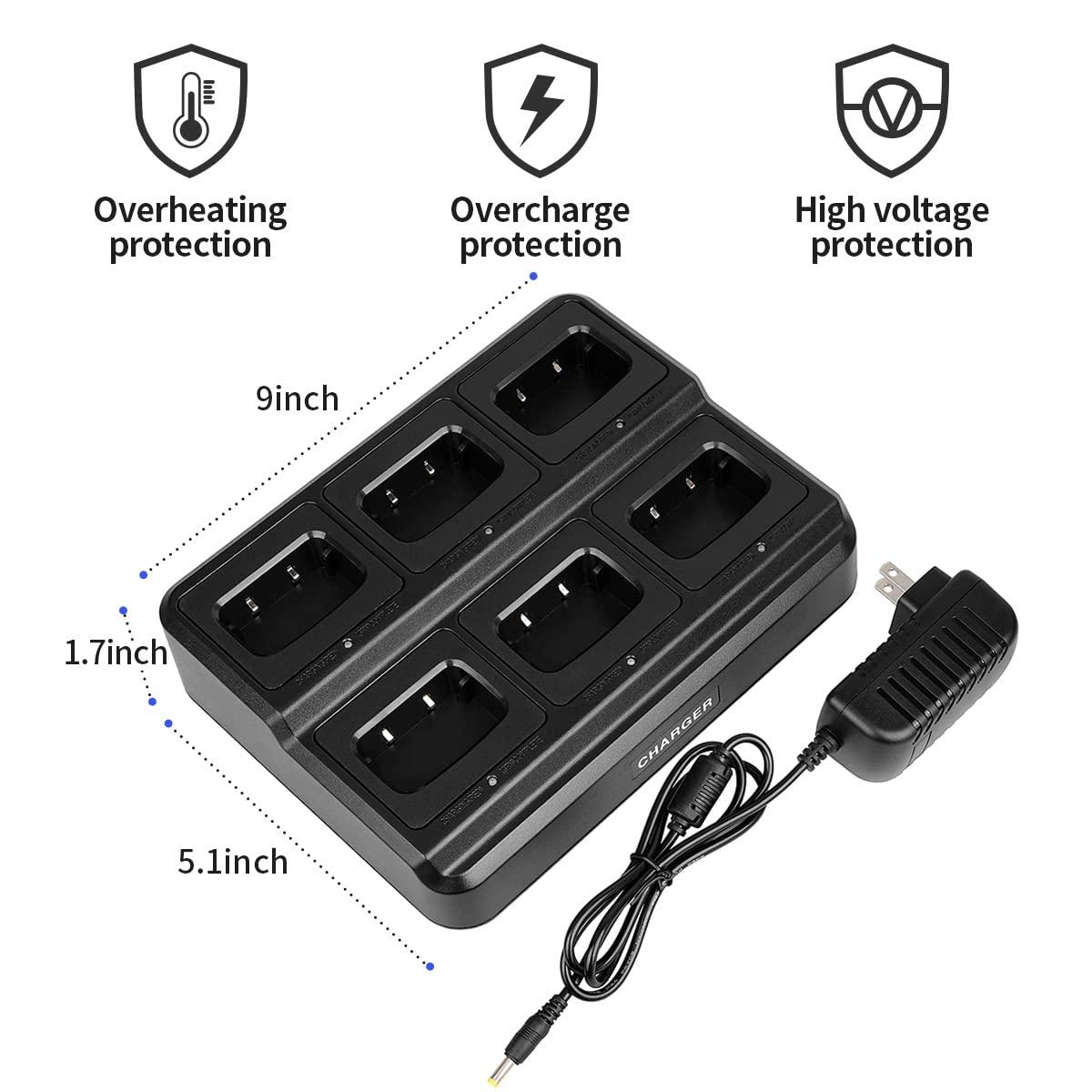 pxton pxton walkie talkies for Adults Long Range with Upgraded Earpiece,radios walkie talkies Rechargeable Portable Two Way Radios with 6 Way Multi Gang Charger and Li-ion Battery12 Pack