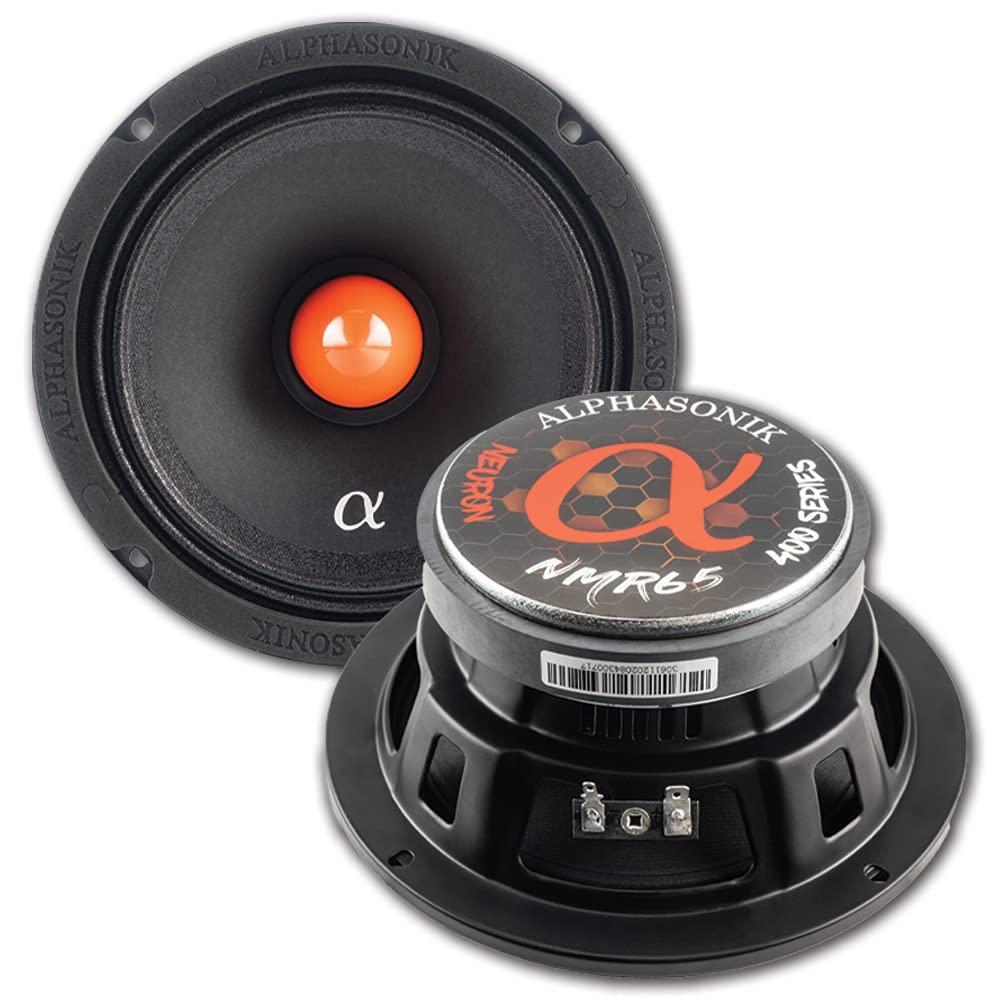 Alphasonik Alphasonik 1 Pair of NMR65 Neuron Series 6.5" 600 Watts Max 150 Watts RMS Mid-Range Car Audio Speaker 4-Ohm Cloth Surround, Non Pressed Paper Cone, Ferrite Magnet