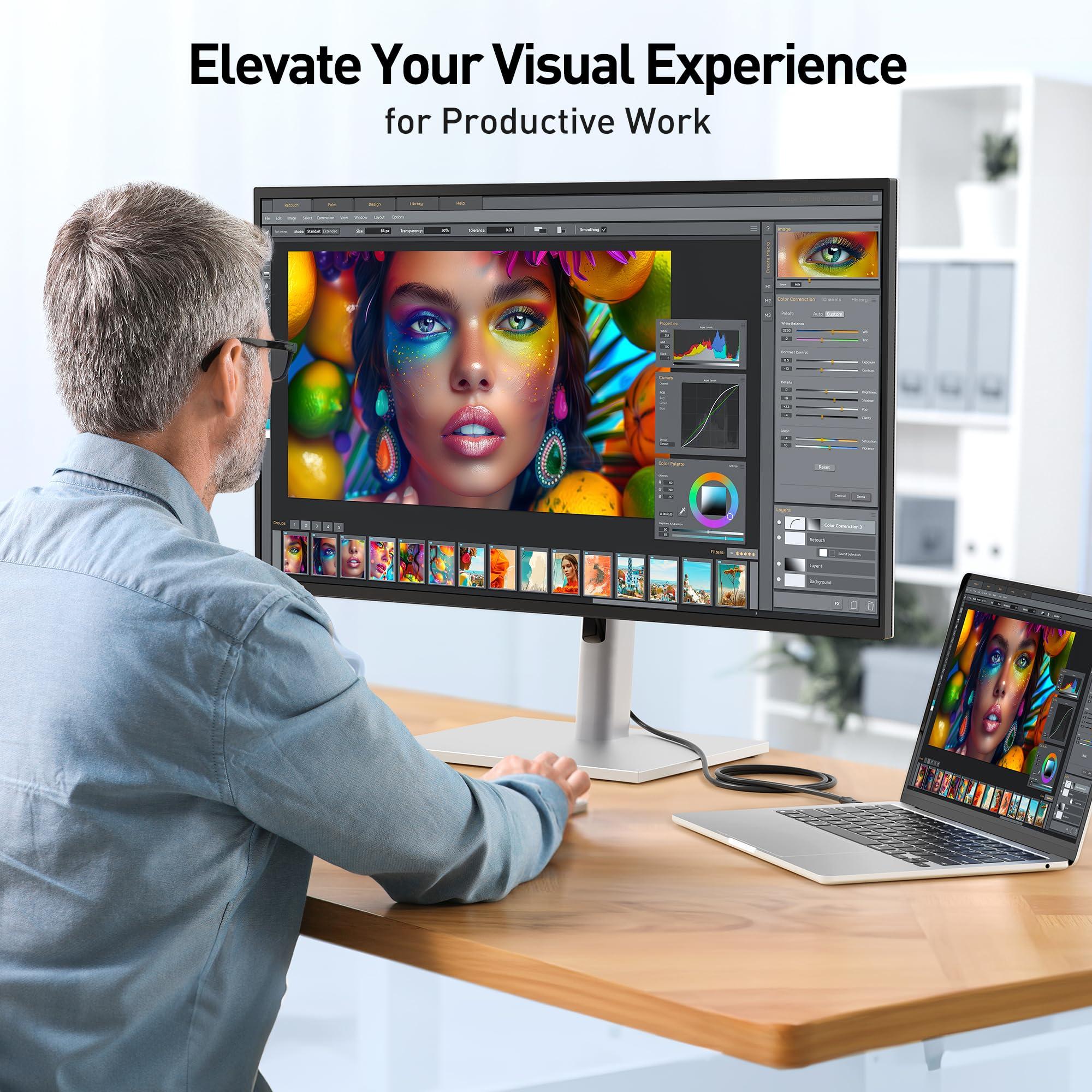 Cable Matters Cable Matters USB C to DisplayPort 1.4 Cable 6 ft, Support 8K@60Hz, 4K@240Hz (Thunderbolt 4 to DisplayPort Cable, DisplayPort to USB C Cable) Black - Not for Portable USB-C Monitor