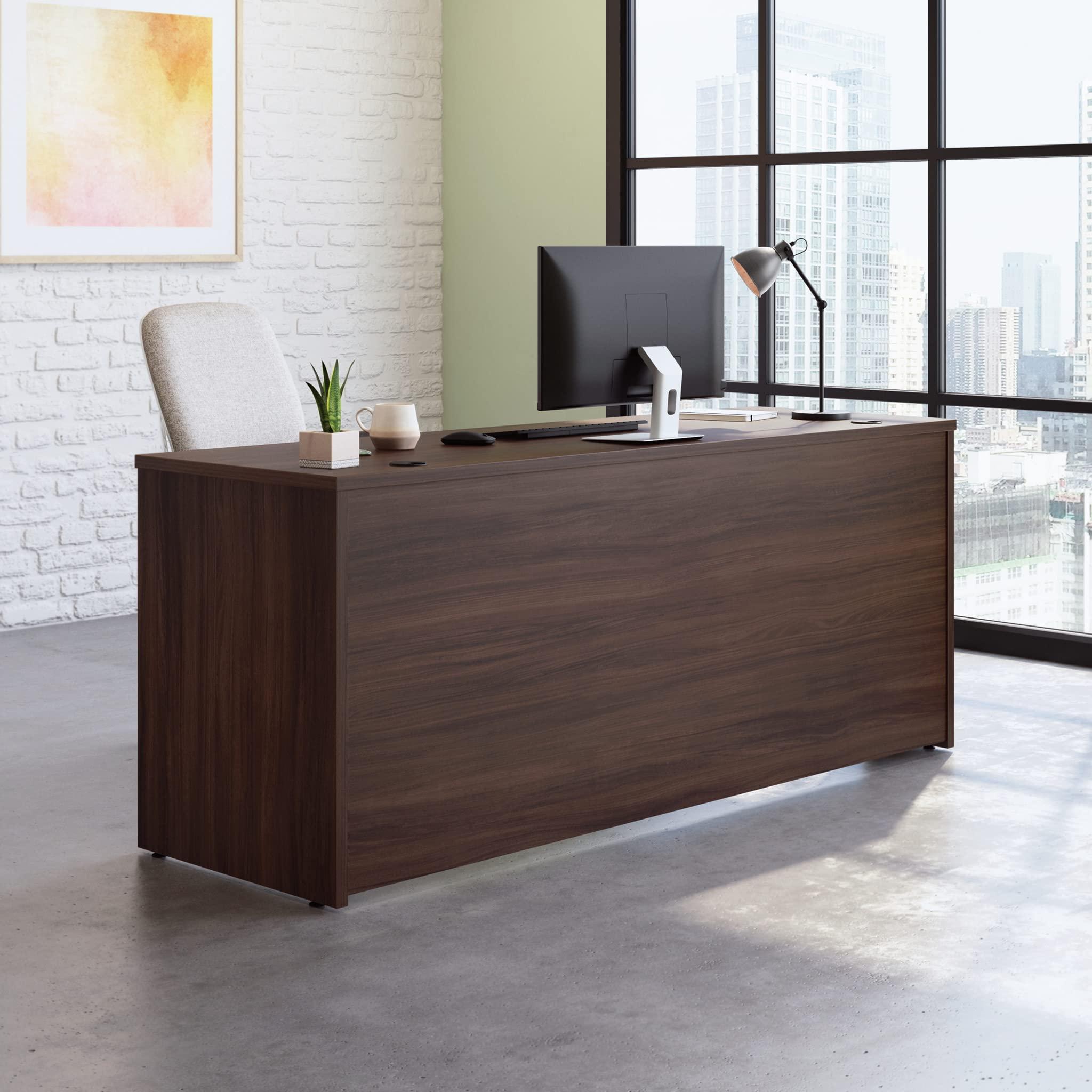 Sauder OfficeWorks by Sauder Affirm 72 X 24 Desk Shell/cred/Return, Noble Elm Finish