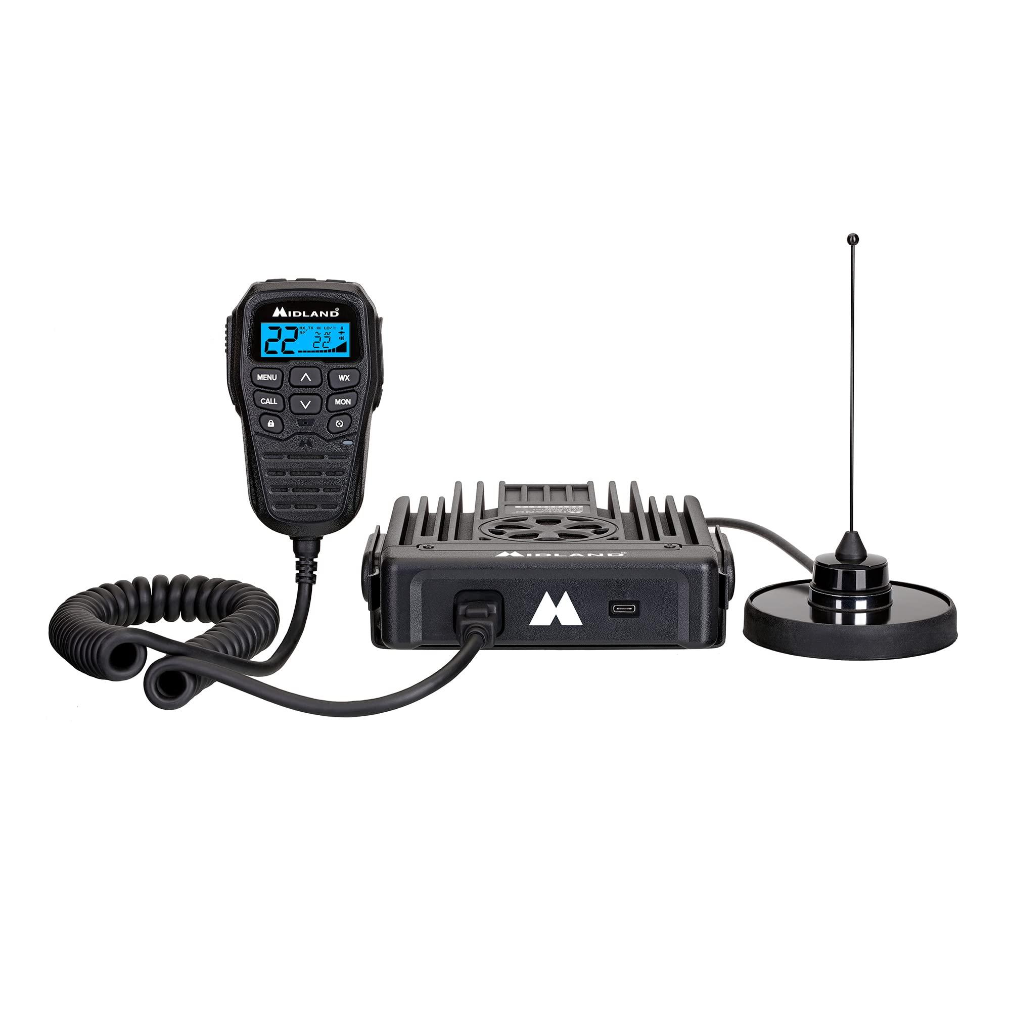 Midland Midland - MXT575 MicroMobile - 50 Watt GMRS Radio - Two-Way Radio - NOAA Weather Scan & Alert - 15 High Power GMRS Channels - Fully Integrated Control Mic