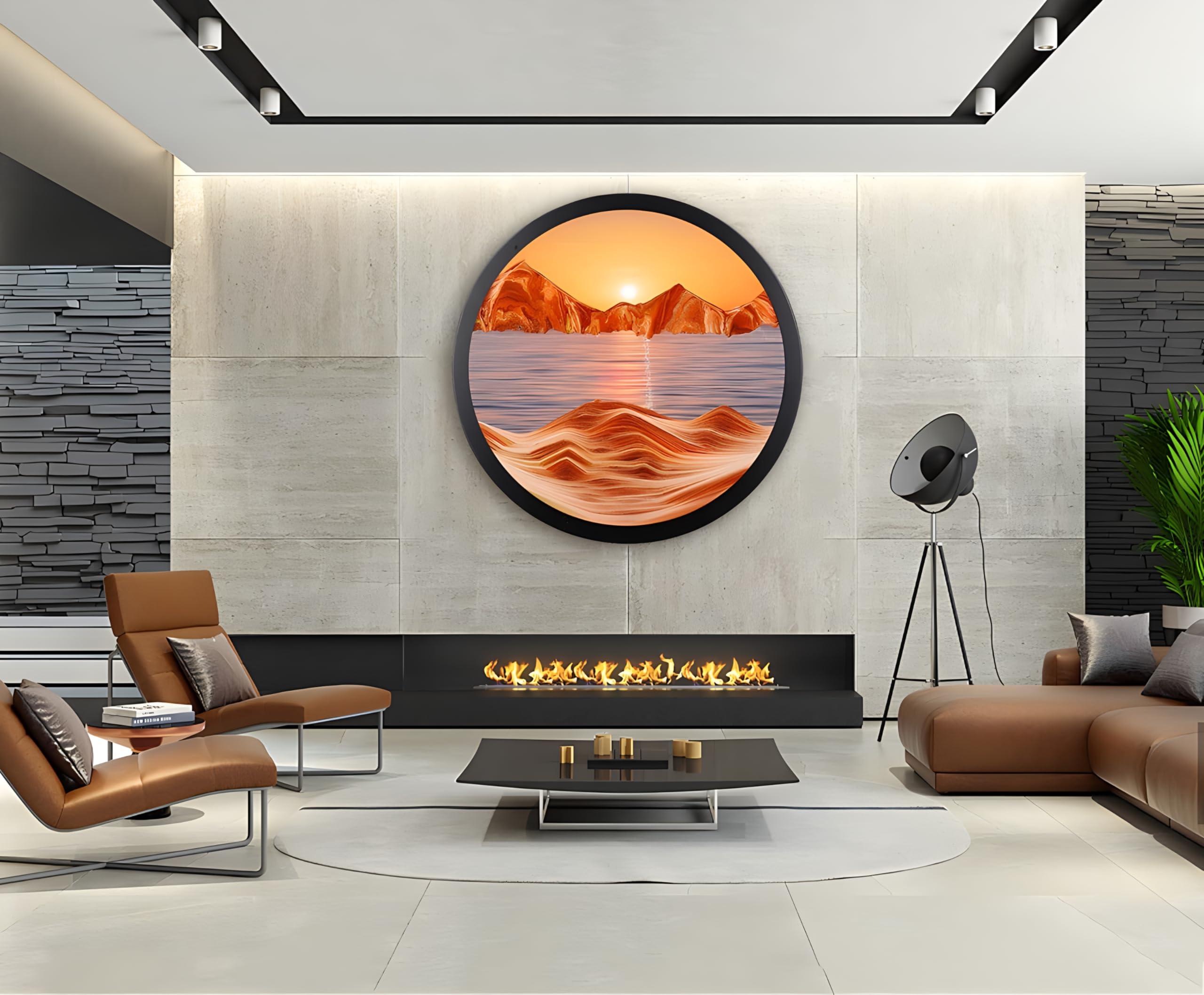 JYBBGO JYBBGO Sand Art, Sand Art Liquid Motion, 360 Rotate Wall Mounted Moving Sand Art Picture Relaxing Mood Peaceful Piece Home Office Work Decor (23.6\'\', orange2)
