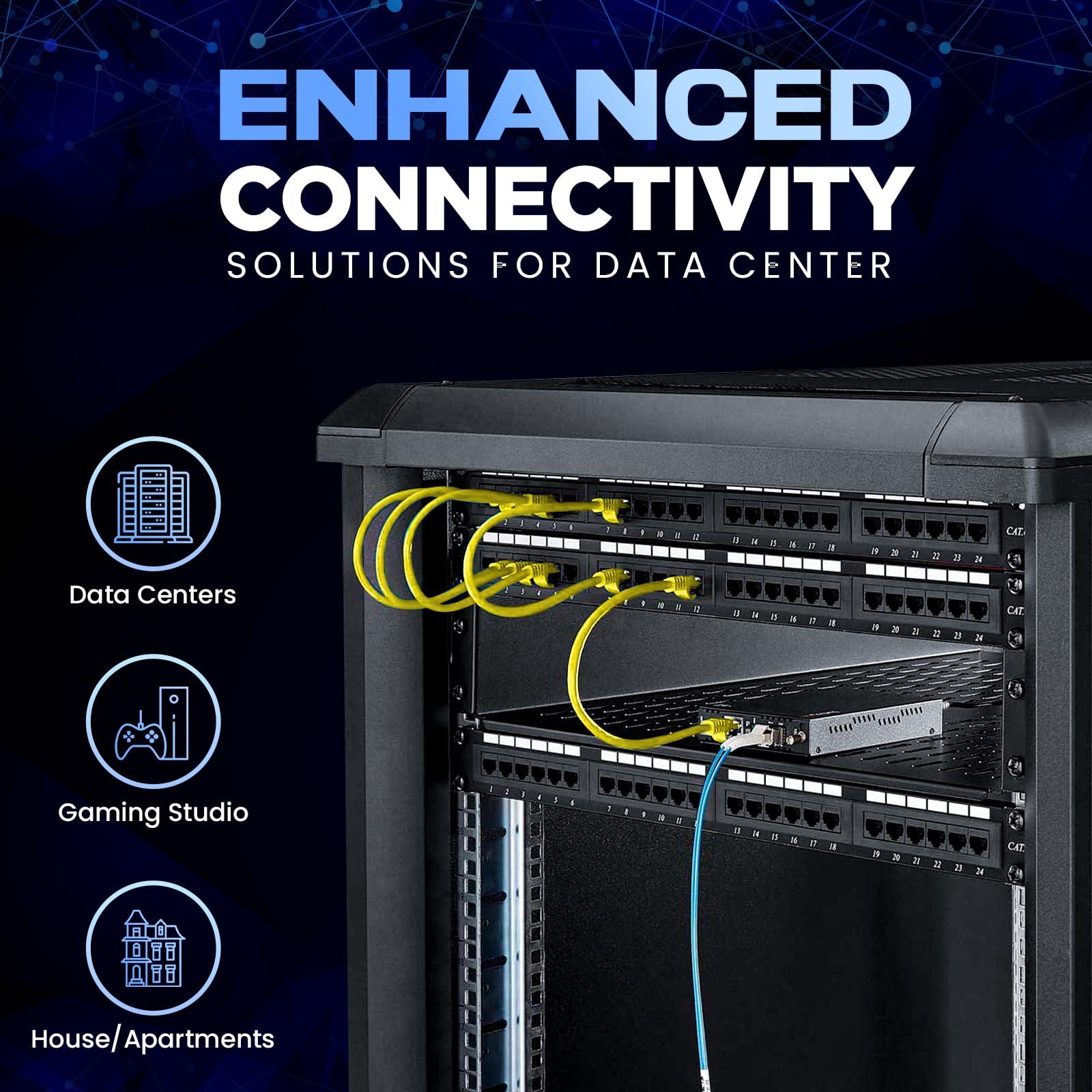 NewYork Cables NewYork Cables Cat6 Ethernet Patch Cable 10 ft (1 Pack), Snagless Cat6 Patch Cables for Data Centers, 10Gbps, 550Mhz Ethernet Cord, Bare Copper Network Patch Cables for Home and Enterprise -Yellow