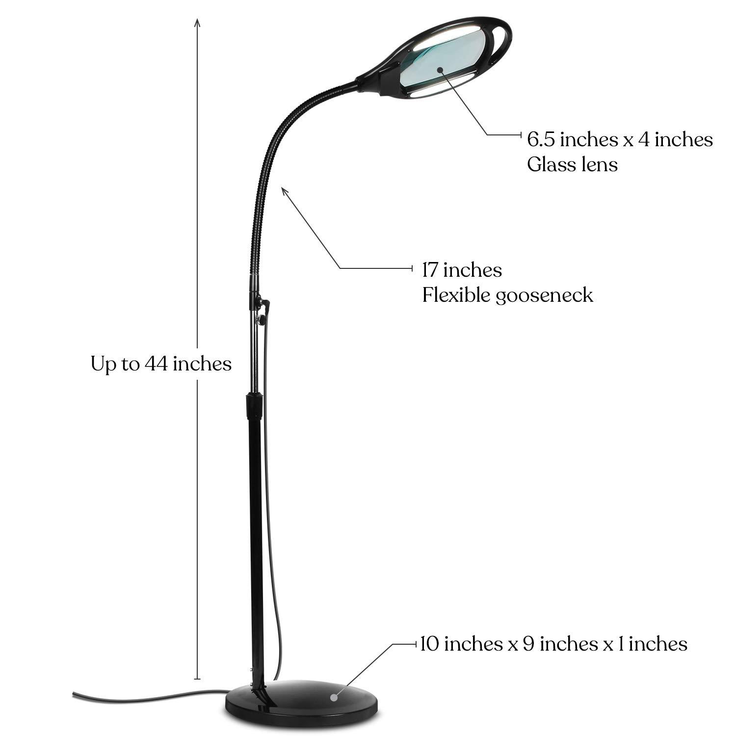 Brightech Brightech LightView Pro Magnifying Floor Lamp - Hands Free Magnifier with Bright LED Light for Reading - Work light With Flexible Gooseneck - Standing Mag Lamp