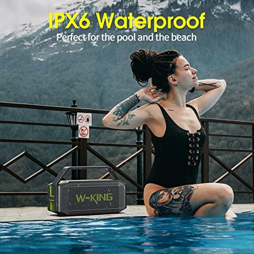 W-KING W-KING Bluetooth Speaker Loud, 60W Waterproof Portable Speaker, Rich Bass, 40H Playtime, Bluetooth 5.0, Built-in Handle, TF Card, NFC, AUX, Stereo Speaker for Camping, Outdoors
