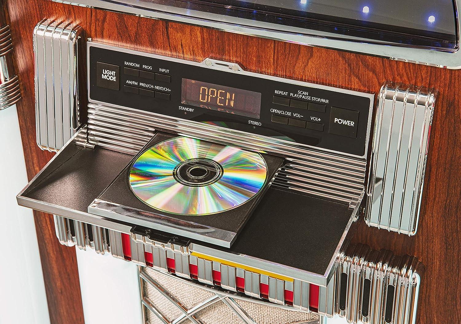 Crosley Crosley CR1215A-WA Jukebox, Includes AM/FM Radio & Bluetooth Receiver & CD Player with ST15-WA Stand Included - Walnut