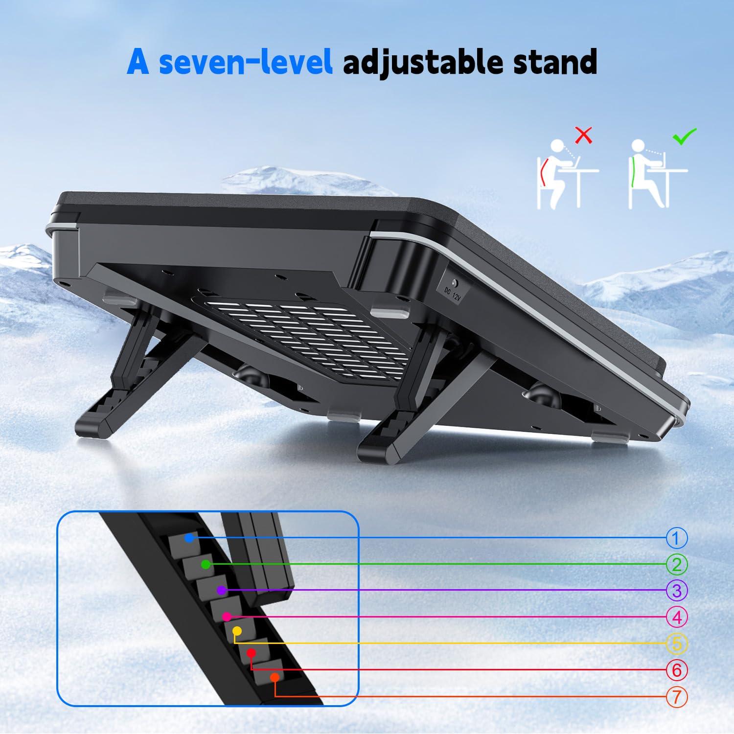 IETS IETS GT600 Laptop Cooling Pad Equipped Gigantic Turbo-Fan5.5inch Diameter,Sealed Foam for Rapid Cooling Gaming Laptop,14.1-19.3 inch Laptop Cooler with adjustable brackets,Dust Filter,touch start