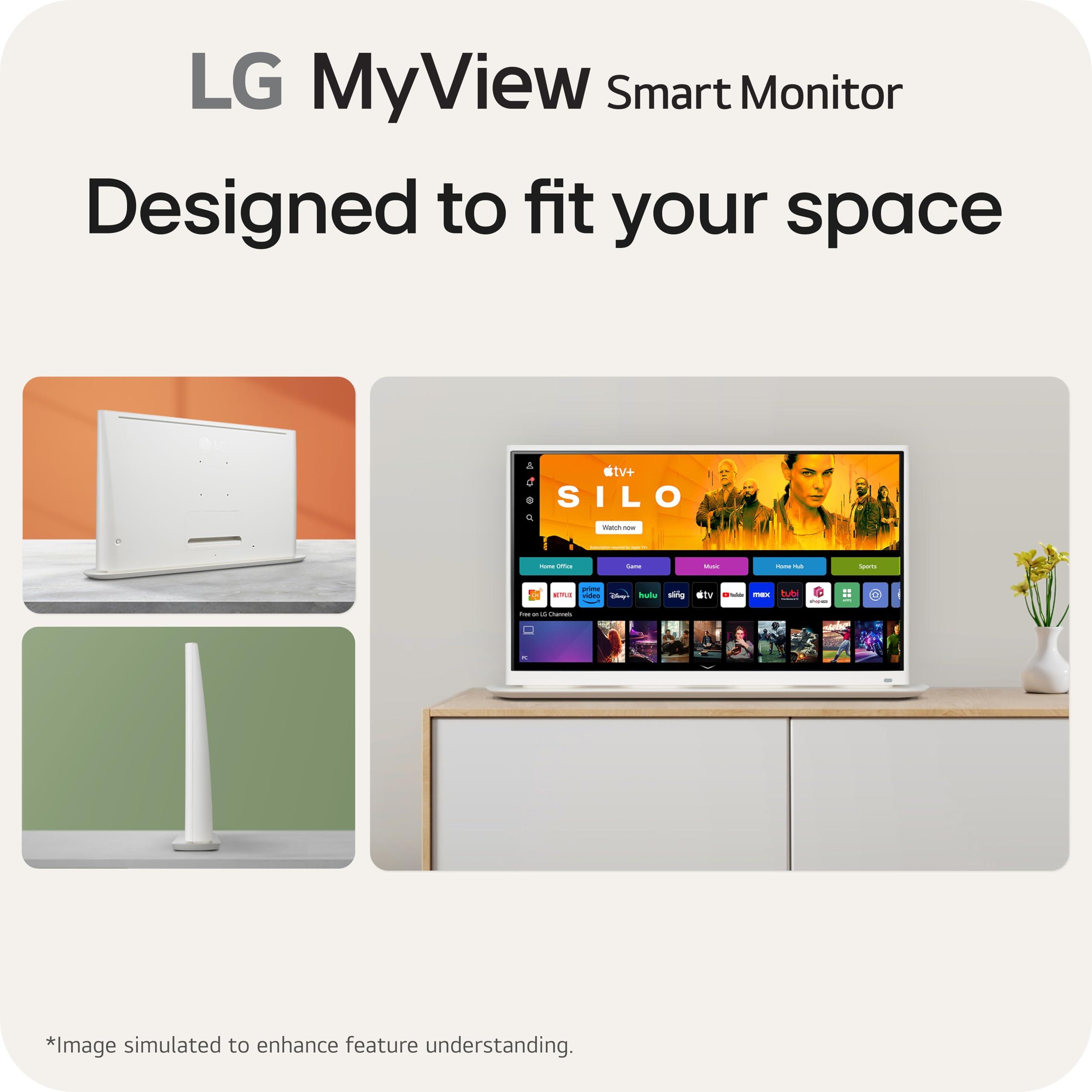 LG LG 32SR70U-W 32-Inch 4K UHD MyView Smart Monitor with IPS Display webOS 23 USB Type-C Speakers x2 HDR 10 AirPlay 2 Screen Share Bluetooth Remote - White