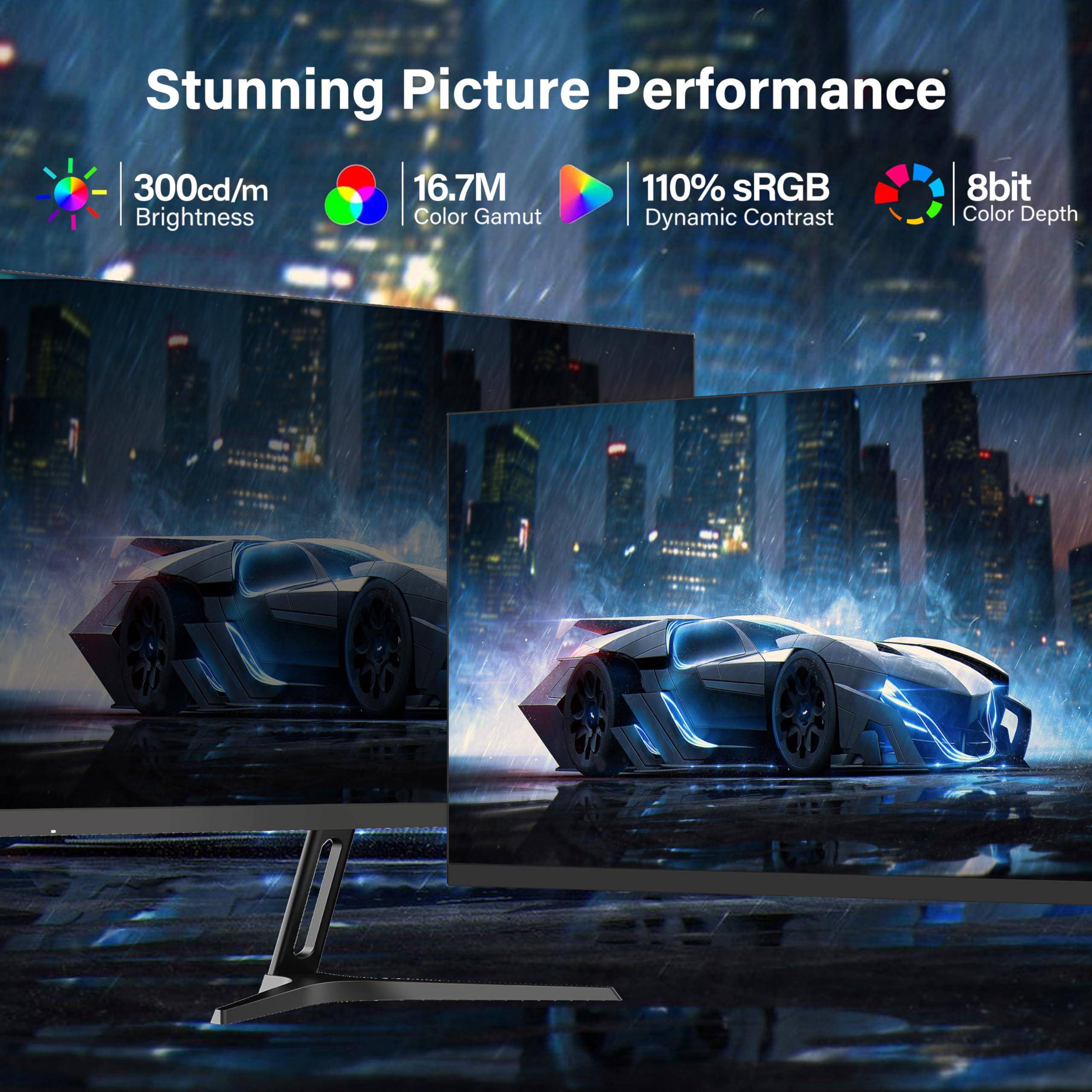 SANSUI SANSUI 180Hz Monitor 24 inch PC Monitor, Computer Monitor FHD 1080p, Display Port Monitor with Built-in Speakers sRGB 110% Adaptive Sync, HDMIx2 Ports VESA Compatible Tilt Adjustable,Black